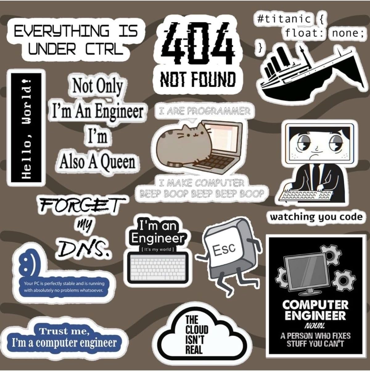 Yazılım Sticker Seti | Laptop Notebook Telefon Etiket Bullet Journal