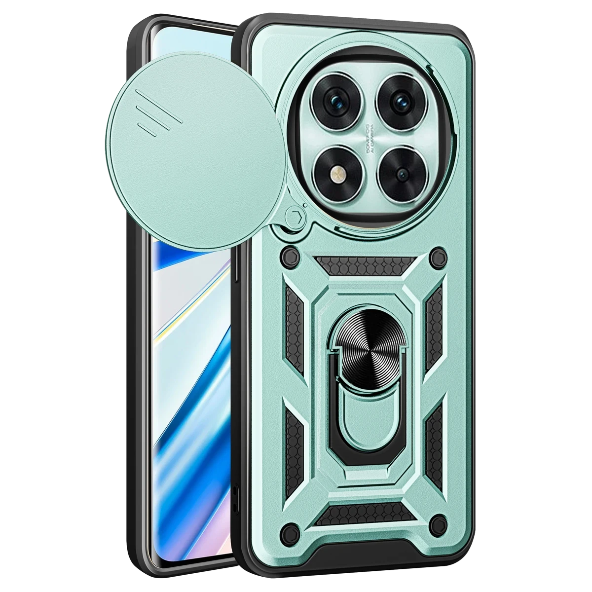 Xiaomi Redmi Note 14 Pro 4G Kılıf Pars Lens Yüzüklü Silikon - Yeşil