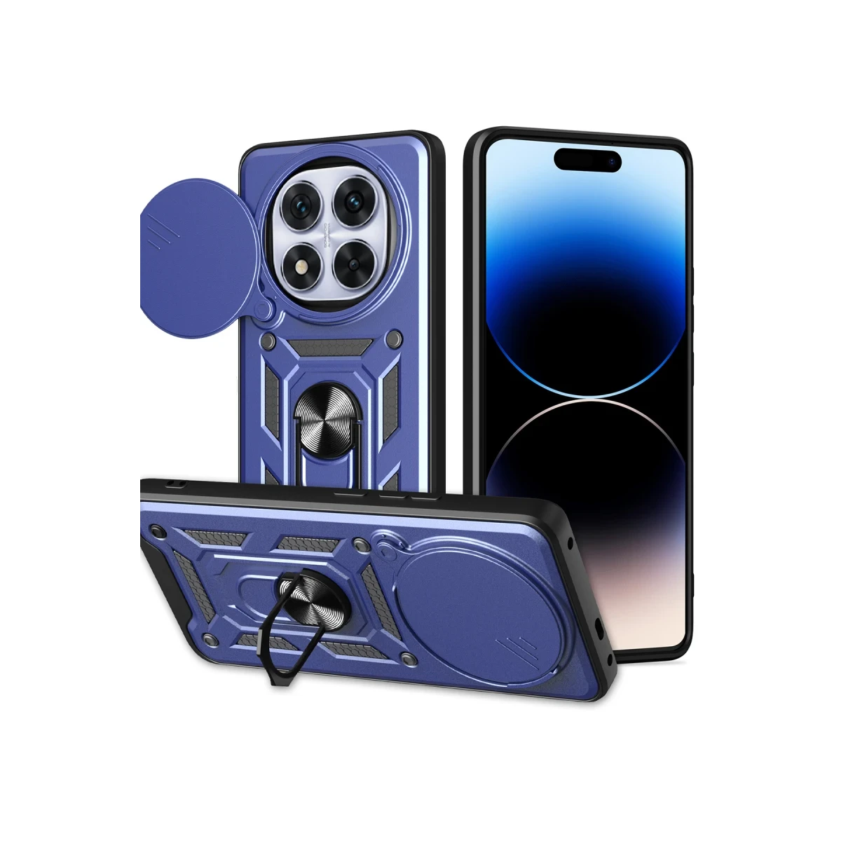 Xiaomi Redmi Note 14 Pro Plus Kılıf Pars Lens Yüzüklü Silikon - Lacivert