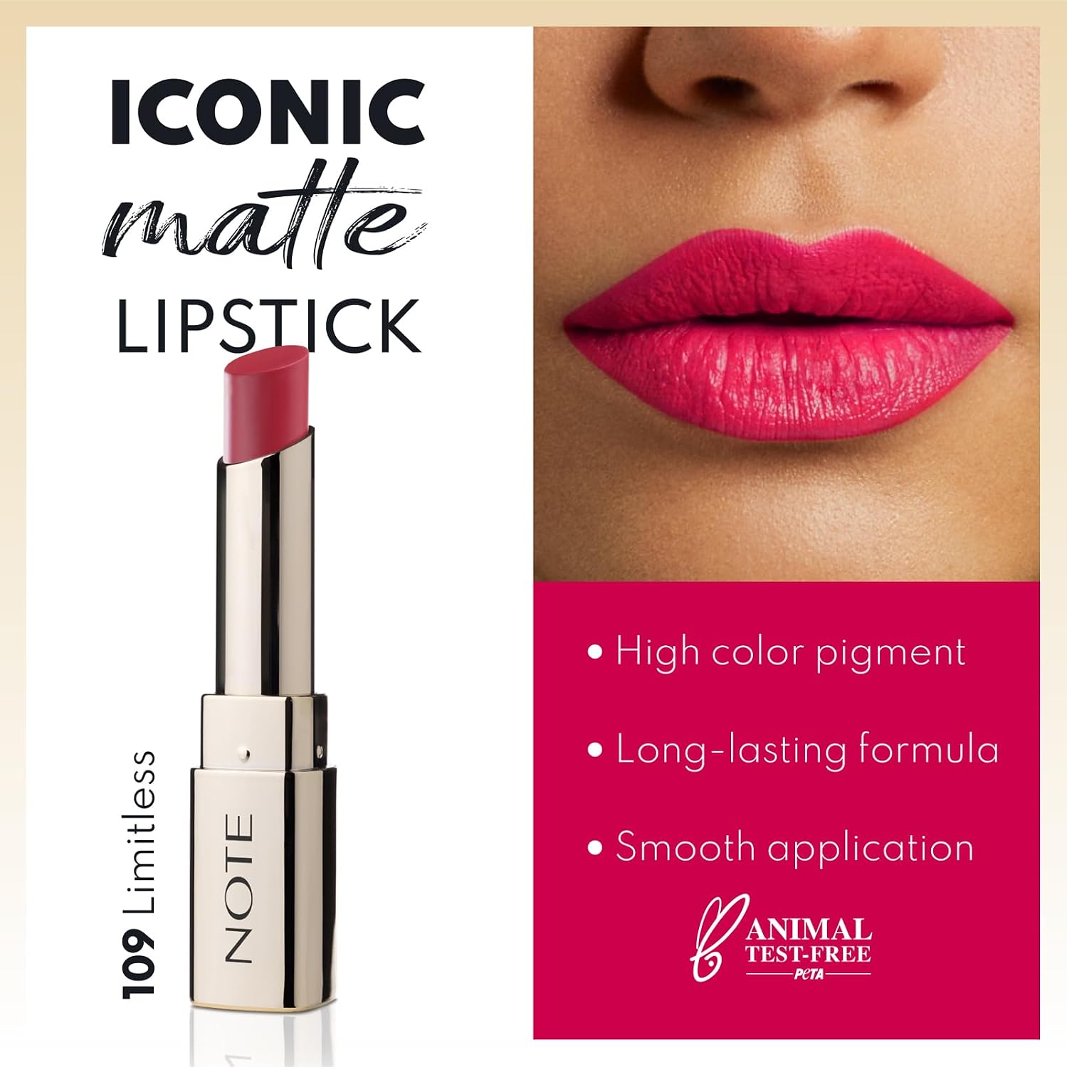 Cosmetics Iconic Matte Lipstick 109 Limitless Kalıcı Mat Ruj, Pembe