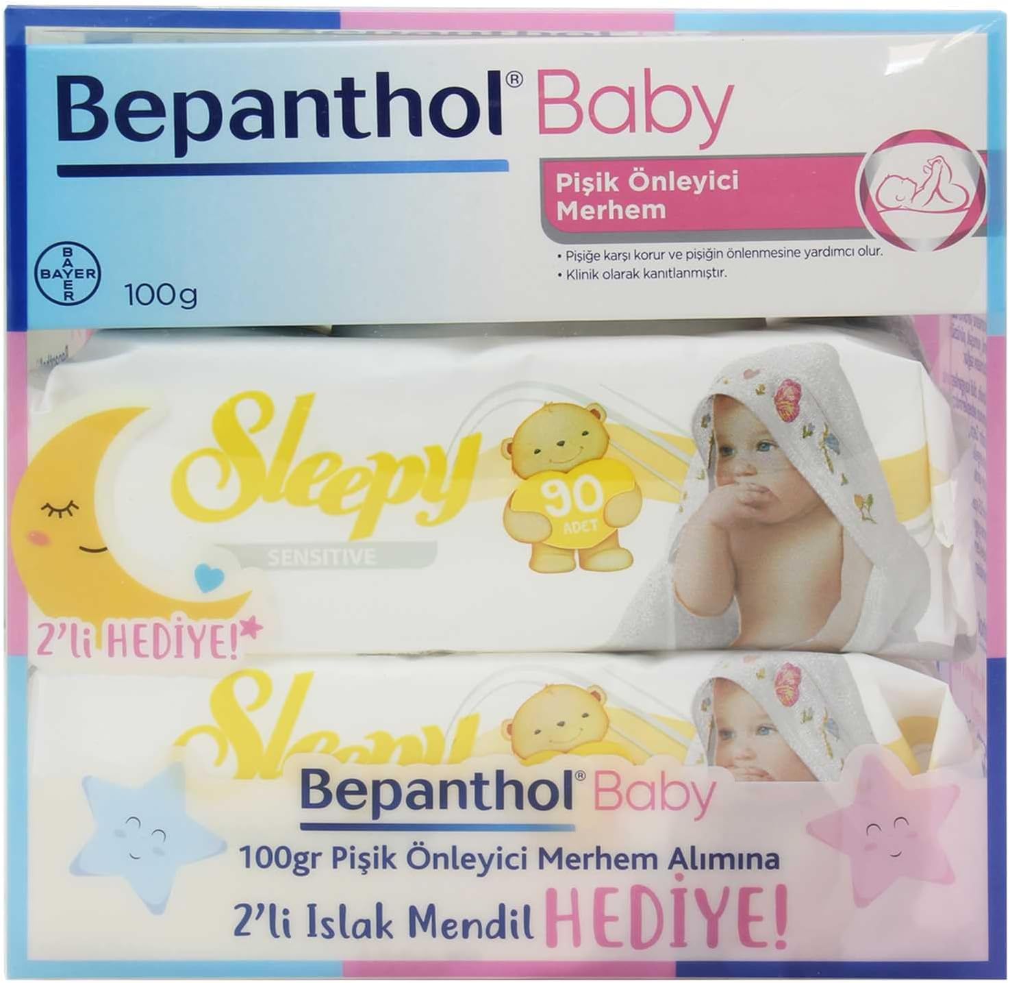 Baby Pişik Önleyici Merhem 100 Gr + 2 Paket Sleepy Sensitive Islak Havlu 90 Lı Hediye, bpt8699546370597