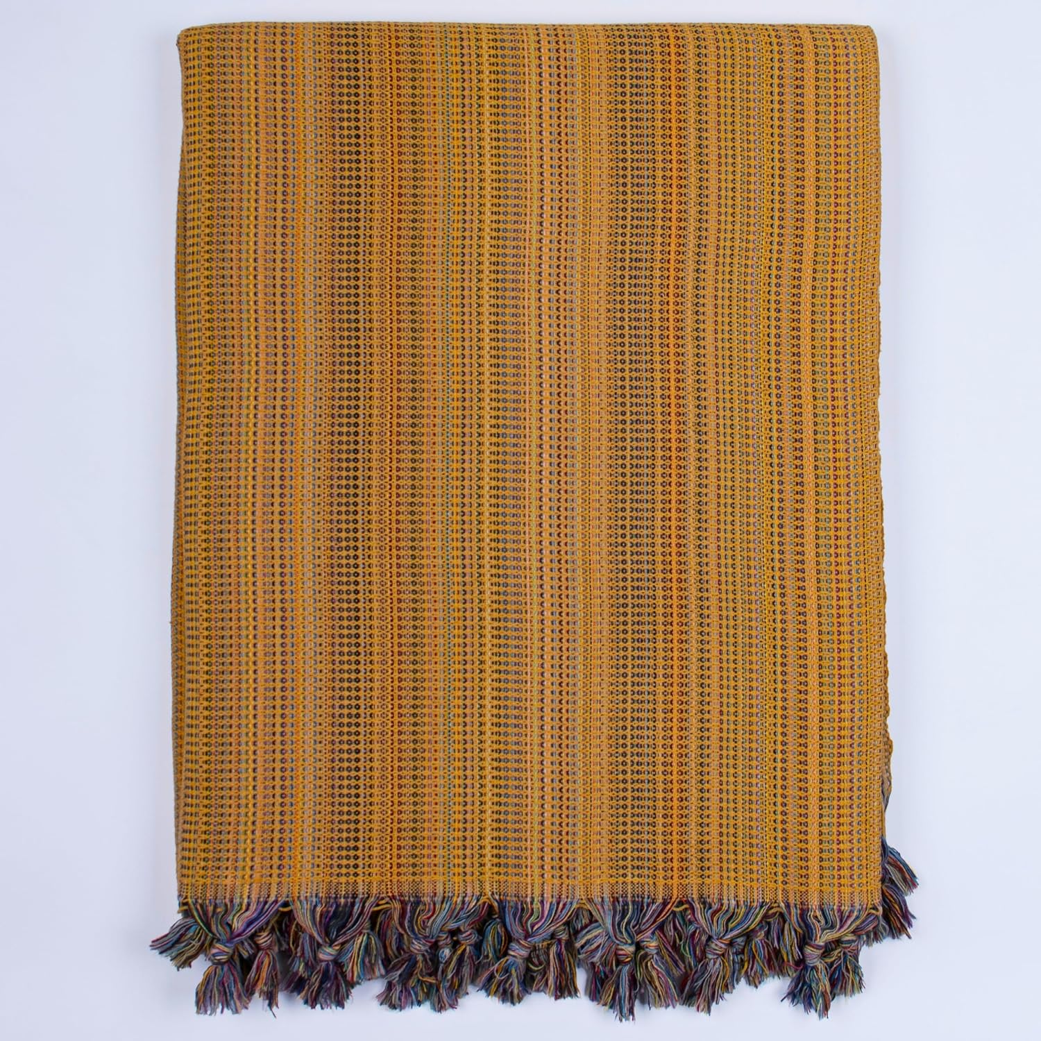 PÜSKÜL Boho Çift Kişilik Yatak Örtüsü ve Pike |%100 Pamuklu İnce Hafif Yazlık Battaniye & Dekoratif Koltuk Örtüsü | Çok Amaçlı Çeyizlik Günlük Kullanım (Hardal, 200x250 cm Çift Kişilik Pike)