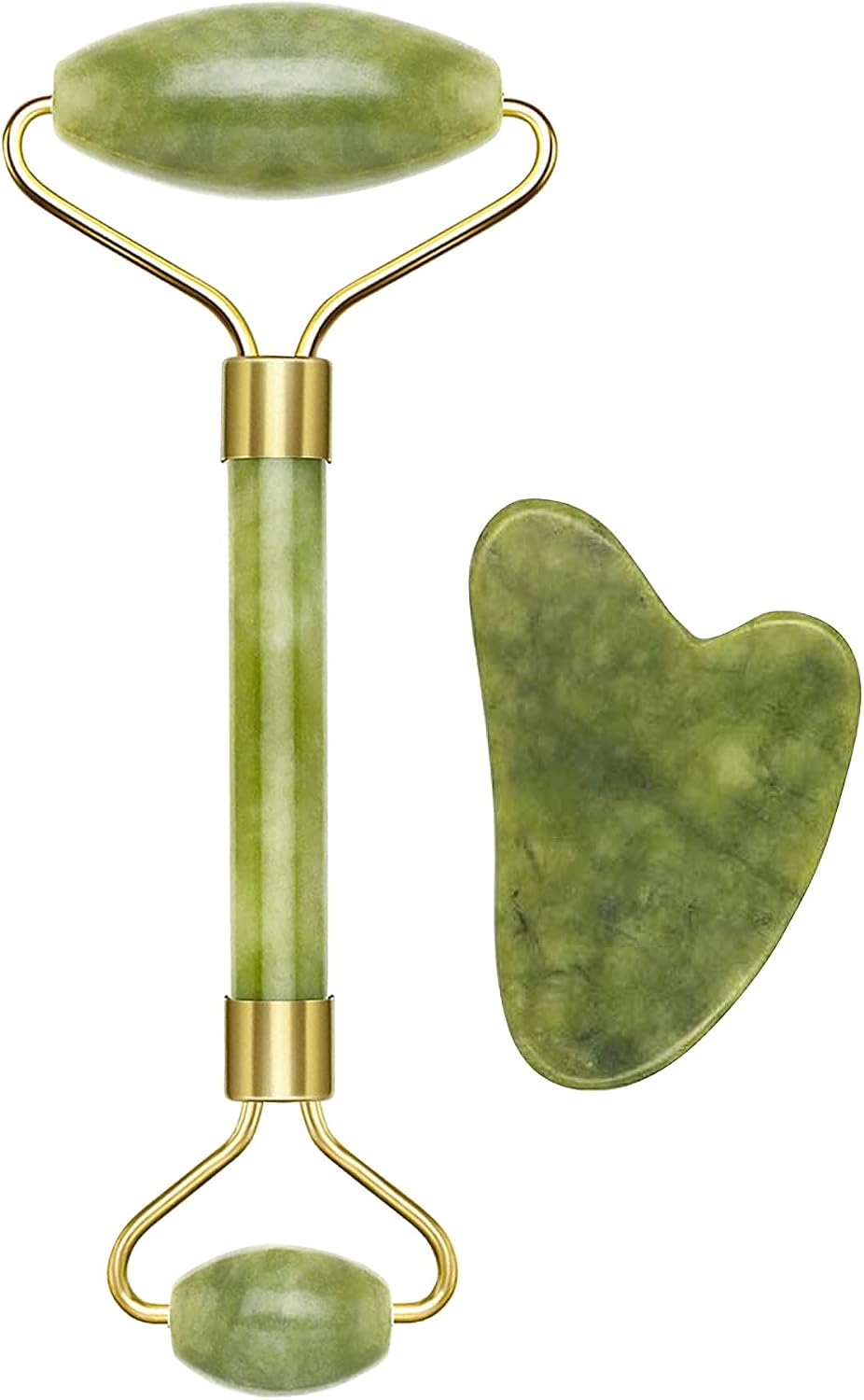 C301ABE101 Gua Sha Yeşim Taşında Jade Roller & Gua Sha Masaj Aleti, Yüz ve Vücut Masaj, Rahatlatıcı, Modelleme ve Yaşlanma