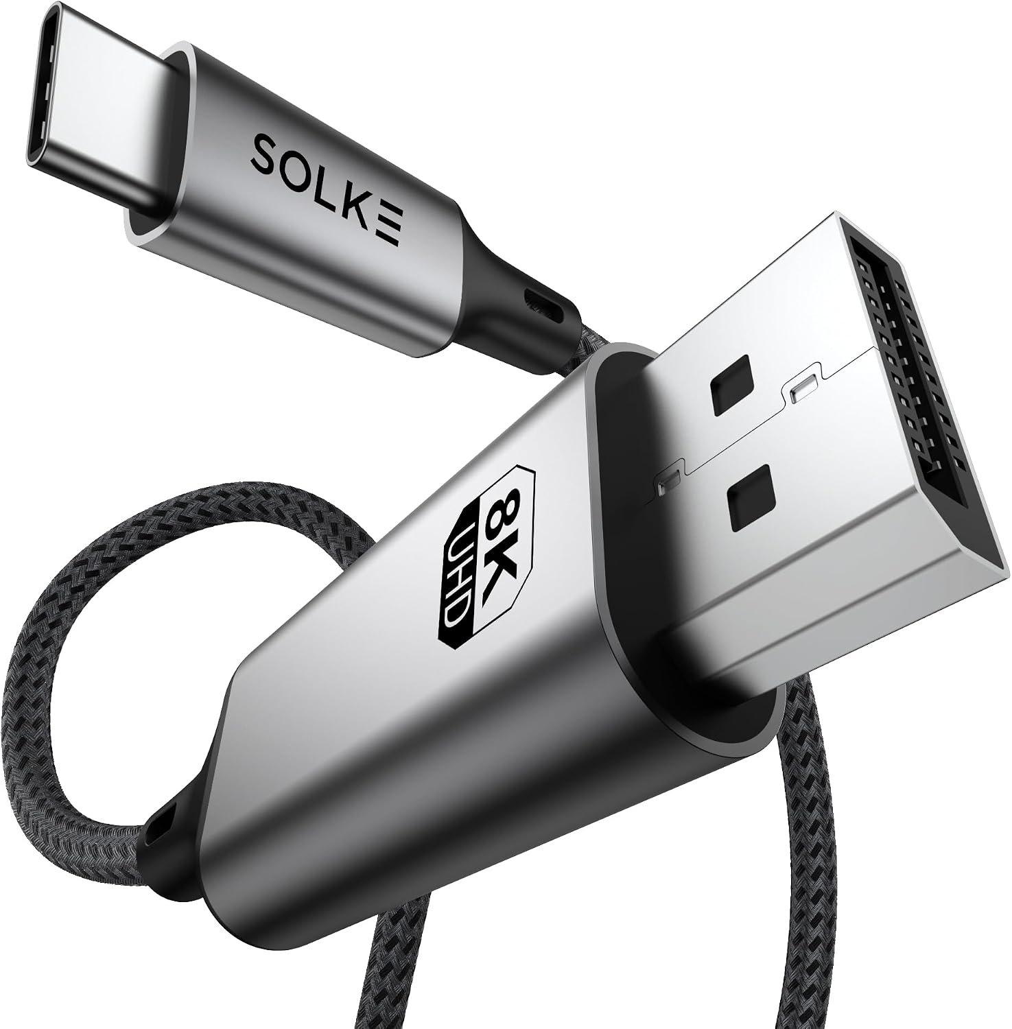 USB-C to DisplayPort 1.4 Kablo 2 Metre 8K 60Hz 4K 144Hz 2K 240Hz Type-C to DP Monitör Kablosu Thunderbolt 5/4/3 Uyumlu