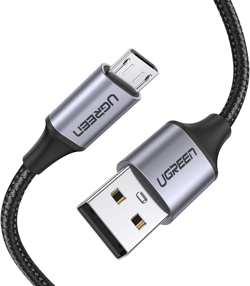 Örgülü Micro-USB & USB-A Data ve Şarj Kablosu, 2 Metre, Siyah