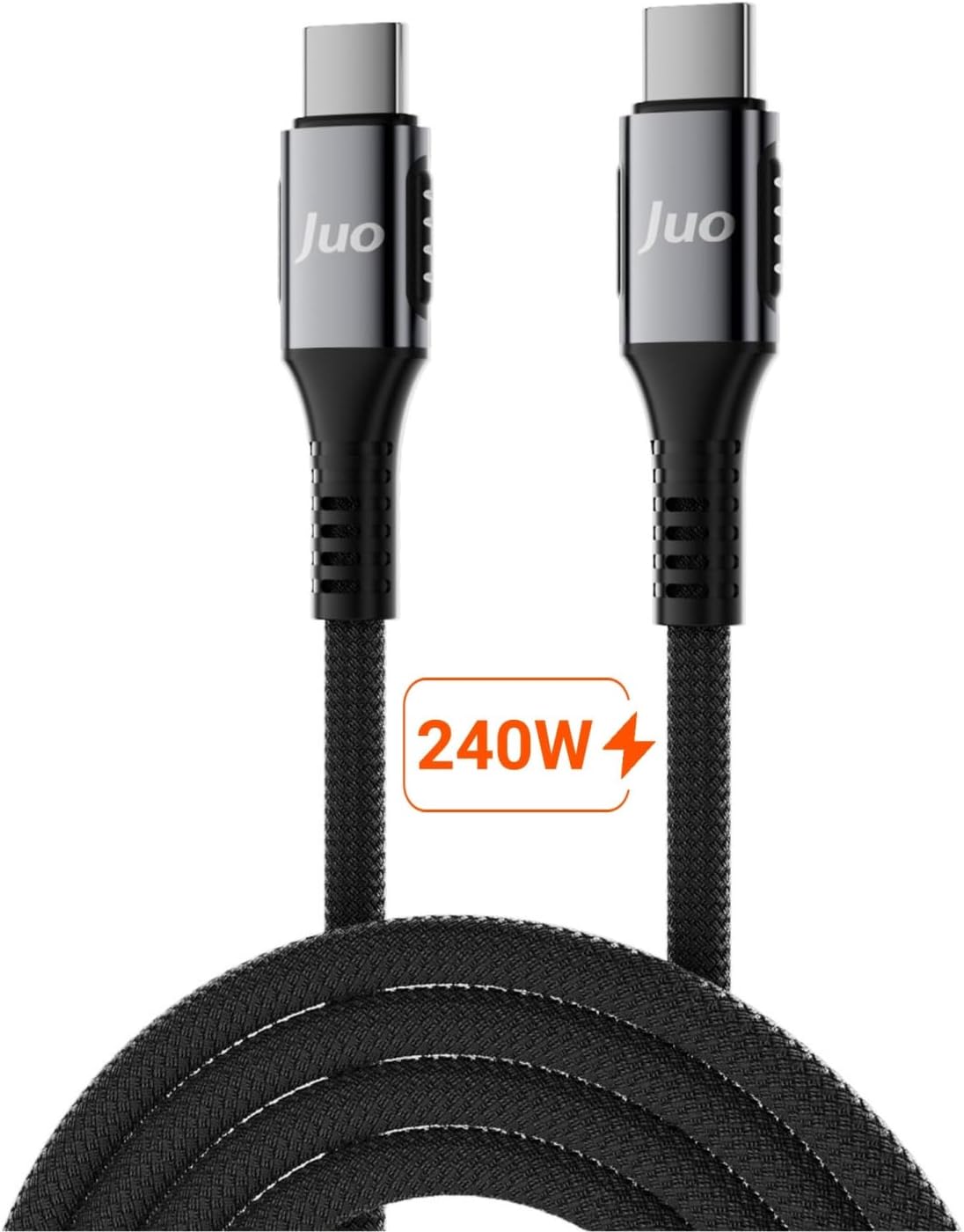 240W 5A E-Mark Çipli Örgülü USB PD Type-C to Type-C Hızlı Şarj ve Data Kablosu 2 Metre