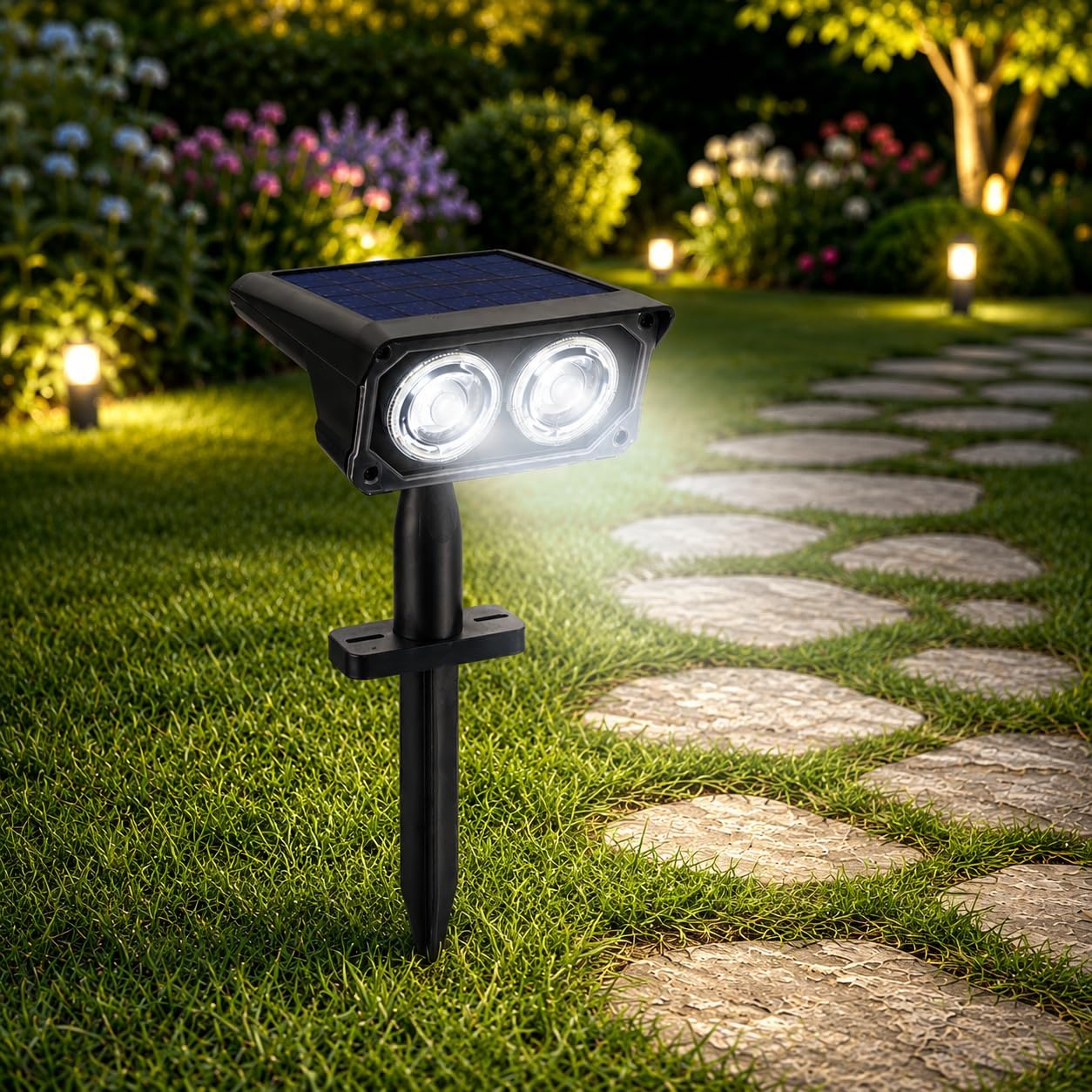 Solar Bahçe Lambası 2W SMD Led, Toprak Çubuklu, Güneş Enerjili Bahçe Aydınlatma, 6500K Beyaz Işık, Karanlık Sensörlü, 200 Lümen, Çim Lambası, PT-B211
