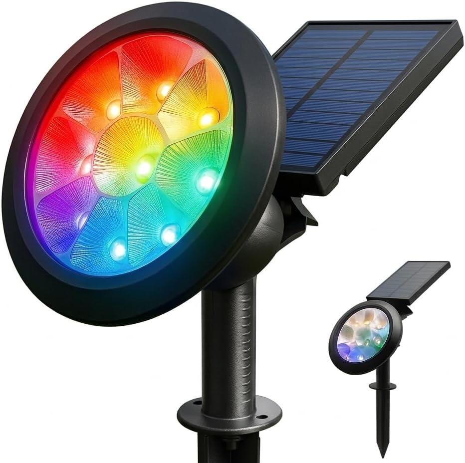 18w Led Solar Kazıklı Çim Armatür Cata Güneş Enerjili Led Işık Çim Lambası Bahçe Ağaç Çalı Duvar Aydınlatma (RGB)