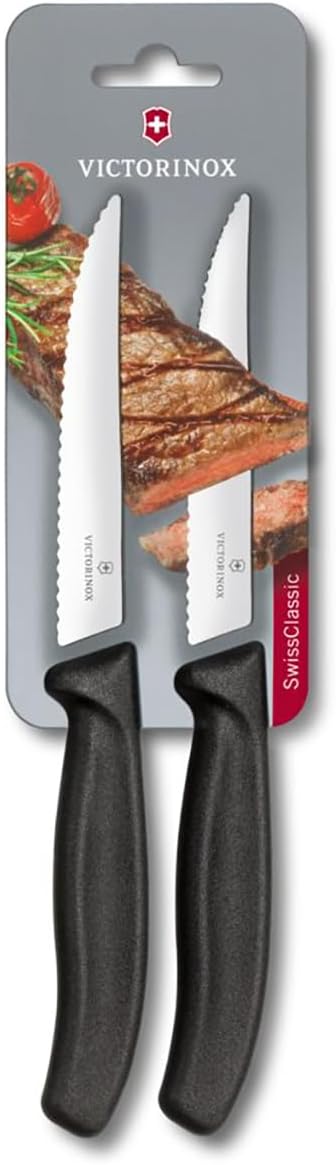 6.7933.2B Swiss Classic 12cm 2'li Tırtıklı Biftek Bıçağı, Siyah