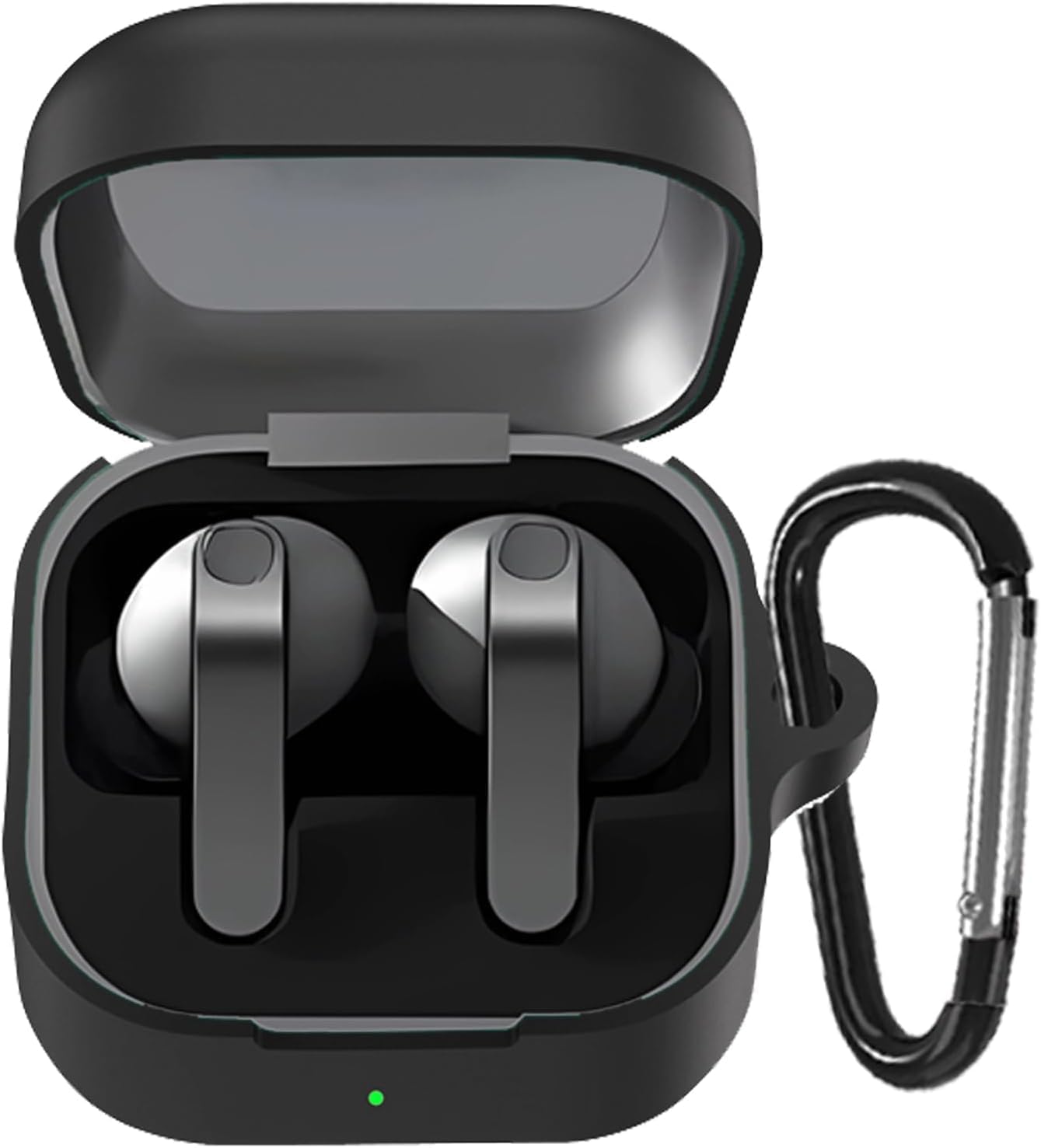 Samsung Galaxy Buds4 Pro/Buds 4 için Kulaklık Kılıfı Darbelere ve Çizilmeye Karşı Kasa Koruyucu Buds4 Kılıfı Tam Koruma Sağlayan Kalın Yapılı Taşıma Askılı Buds 4 Pro Koruma (Siyah)