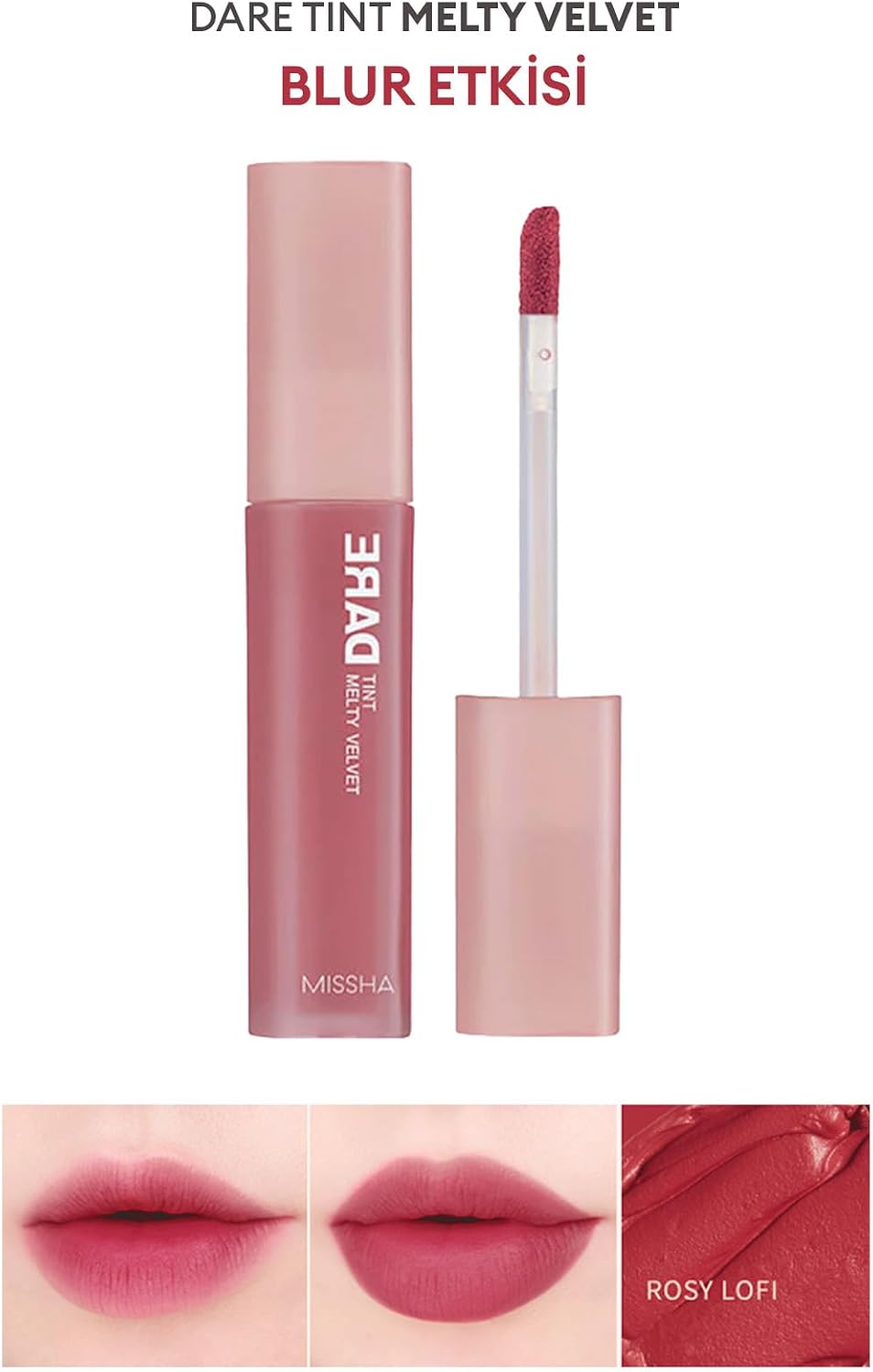 Uzun Süre Kalıcı, Bulaşma Yapmayan, Kadifemsi Bitiş Sunan Tint Dare Tint Melty Velvet (Rosy Lofi)
