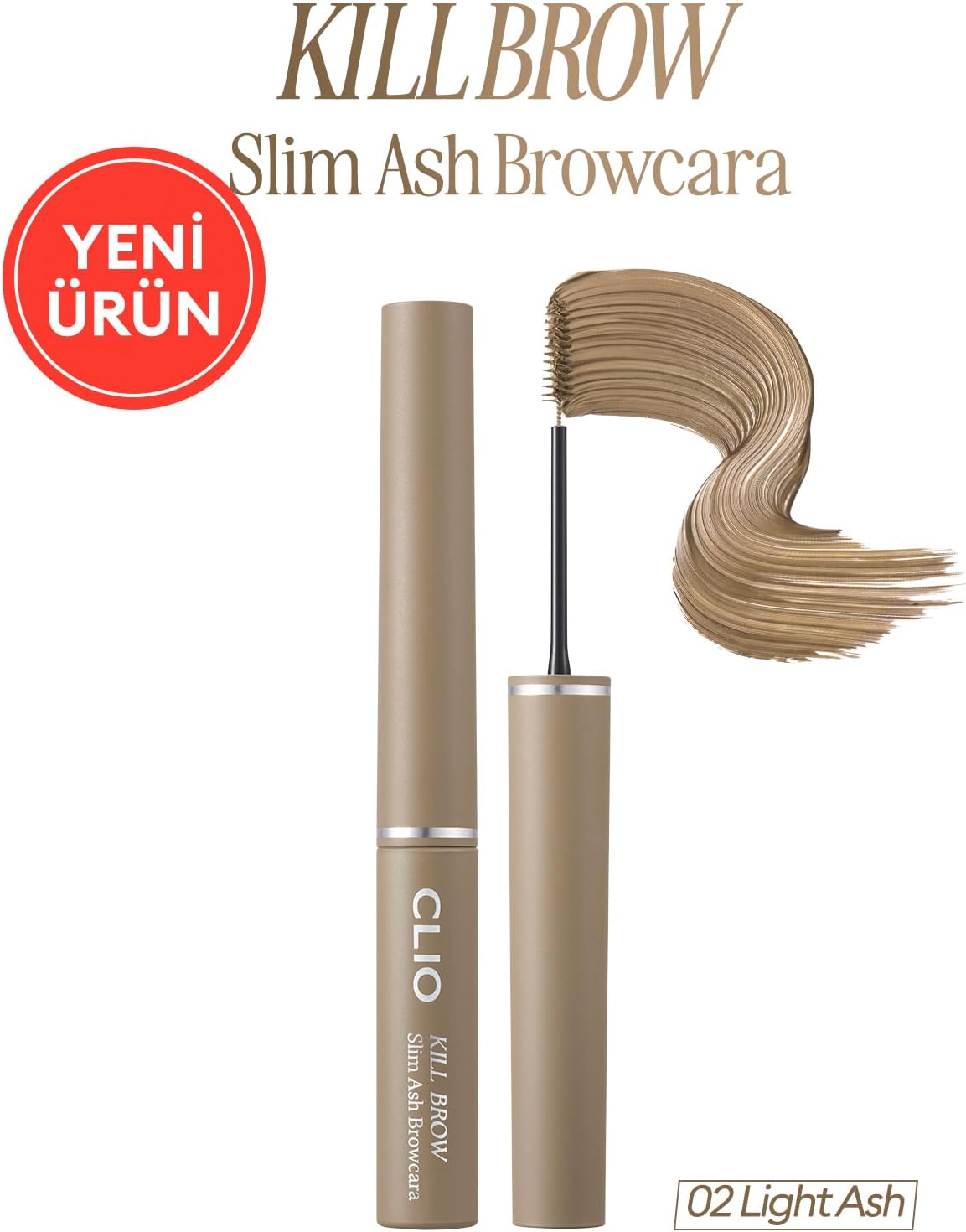 Ultra İnce Fırçalı, Yoğun Pigmentli Kaş Maskarası Kill Brow Slim Ash Browcara (02 Light Ash)