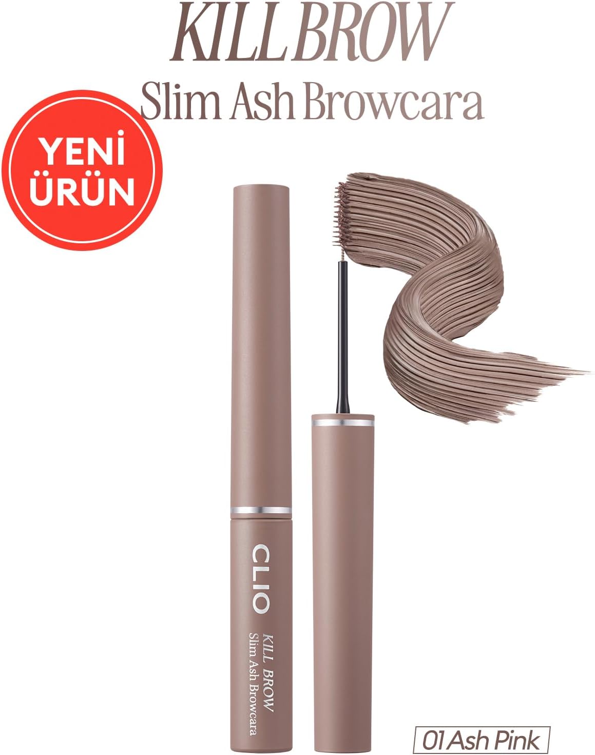 Ultra İnce Fırçalı, Yoğun Pigmentli Kaş Maskarası Kill Brow Slim Ash Browcara (01 Ash Pink)