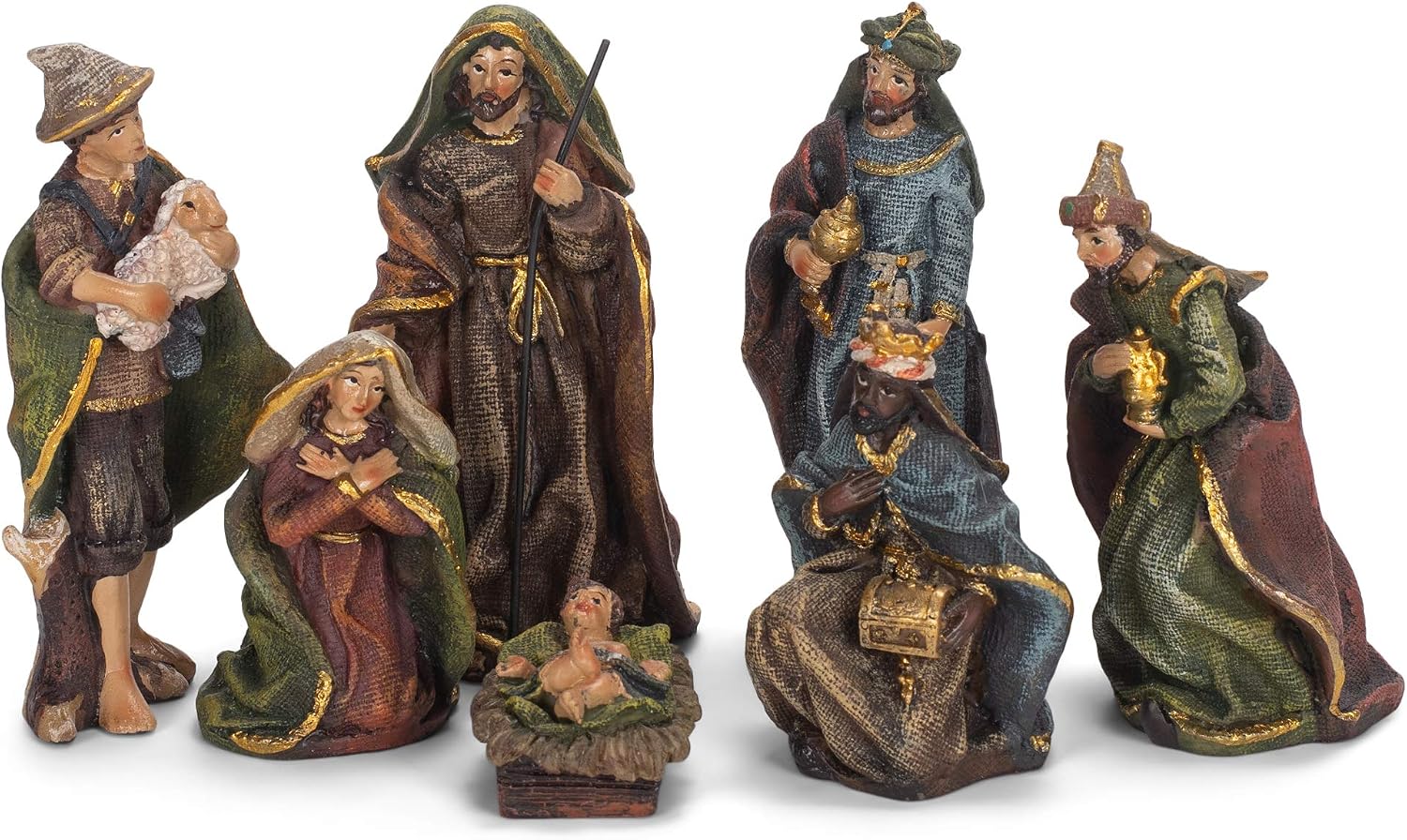 Kurt Adler 9,5 cm Reçine, 7 Parça Doğum Seti, Noel için Çoklu