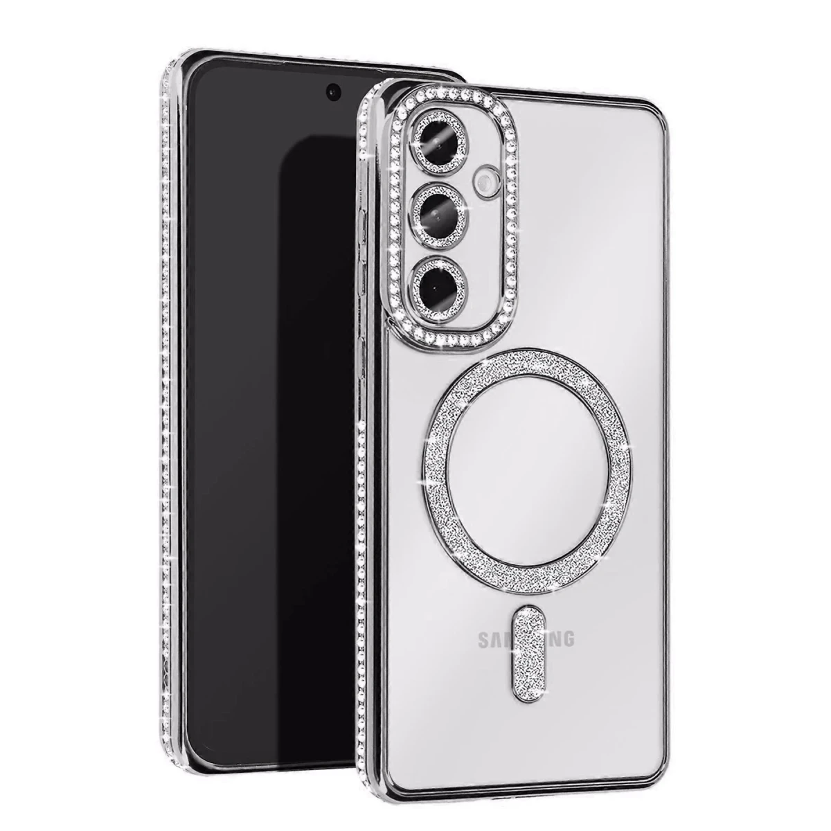 Samsung Galaxy A15 4G Joke Simli Magneticsafe Kılıf - Gümüş