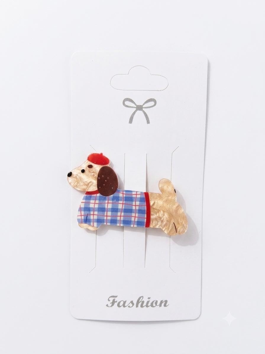 Köpek Figürlü Moda, Mandallı Saç Tokası (Model-1)