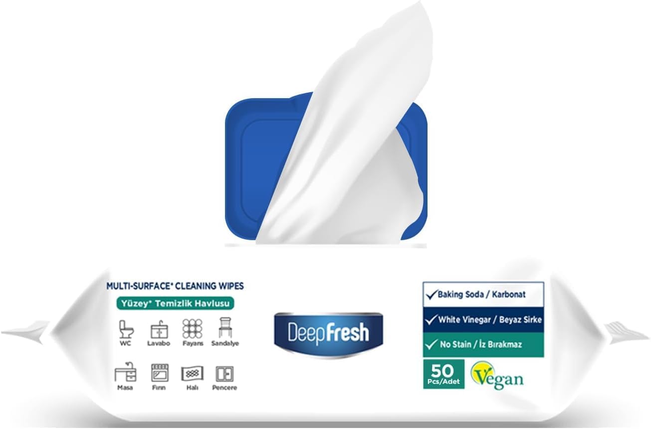 DeepFresh İz Bırakmaz Yüzey Temizleme Havlusu, Beyaz Sabun Kokulu (100 Yaprak)