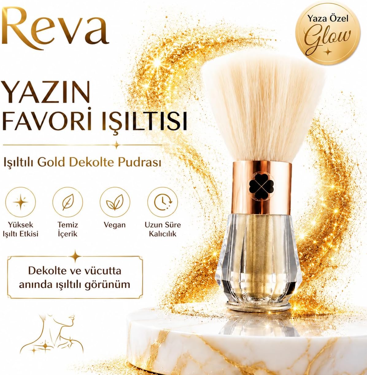 Işıltılı Altın Simli Dekolte Vücut Pudrası - Gold Explosion For Decollete - Vegan & Temiz İçerik - Pudra