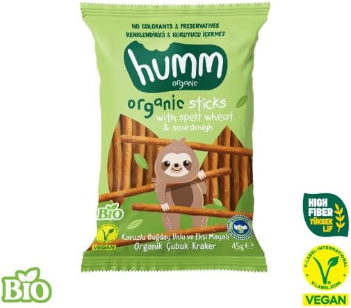 Kavuzlu Buğday Unlu ve Ekşi Mayalı Çubuk Kraker, Vegan, Yüksek Lifli, Koruyucusuz, 45g