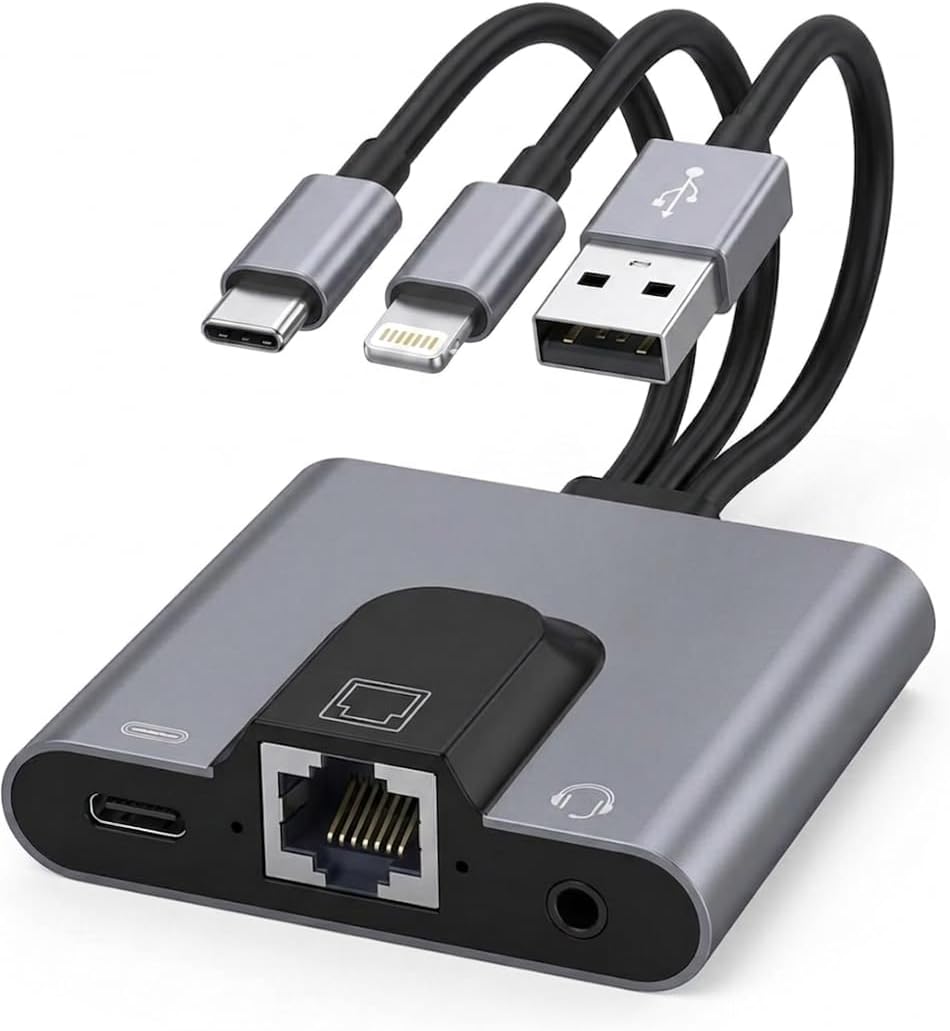 Type-C - RJ45 Ethernet Adaptörü & 3.5mm Ses Girişli PD Şarj Destekli USB-C Hub/Docking Station