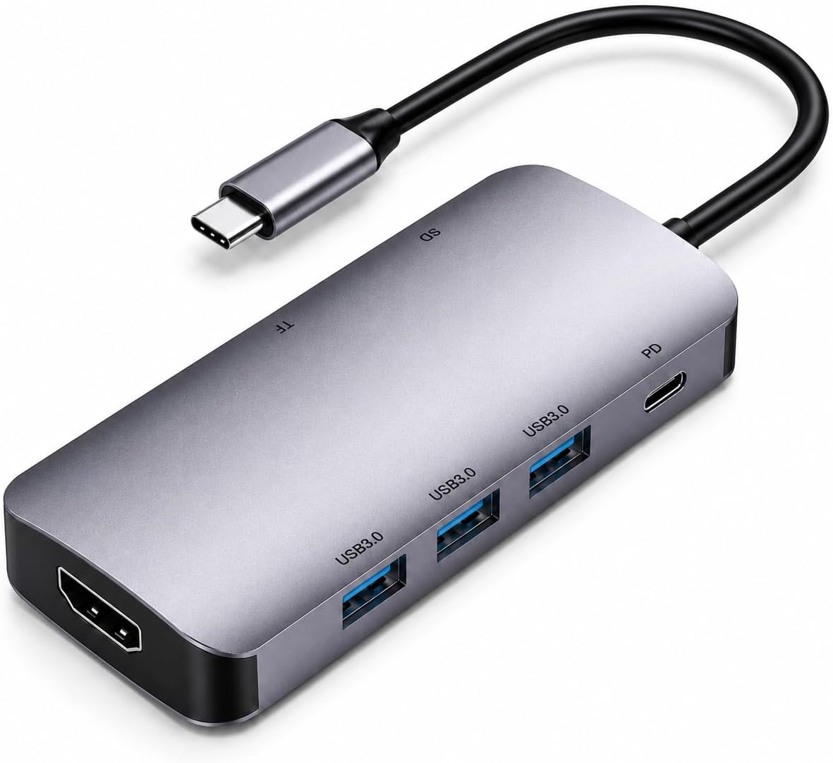 HP-B17 7-in-1 Type-C USB-C HUB – HDMI + 3x USB 3.0 + SD/TF Kart Okuyucu + Type-C PD Girişli Adaptör