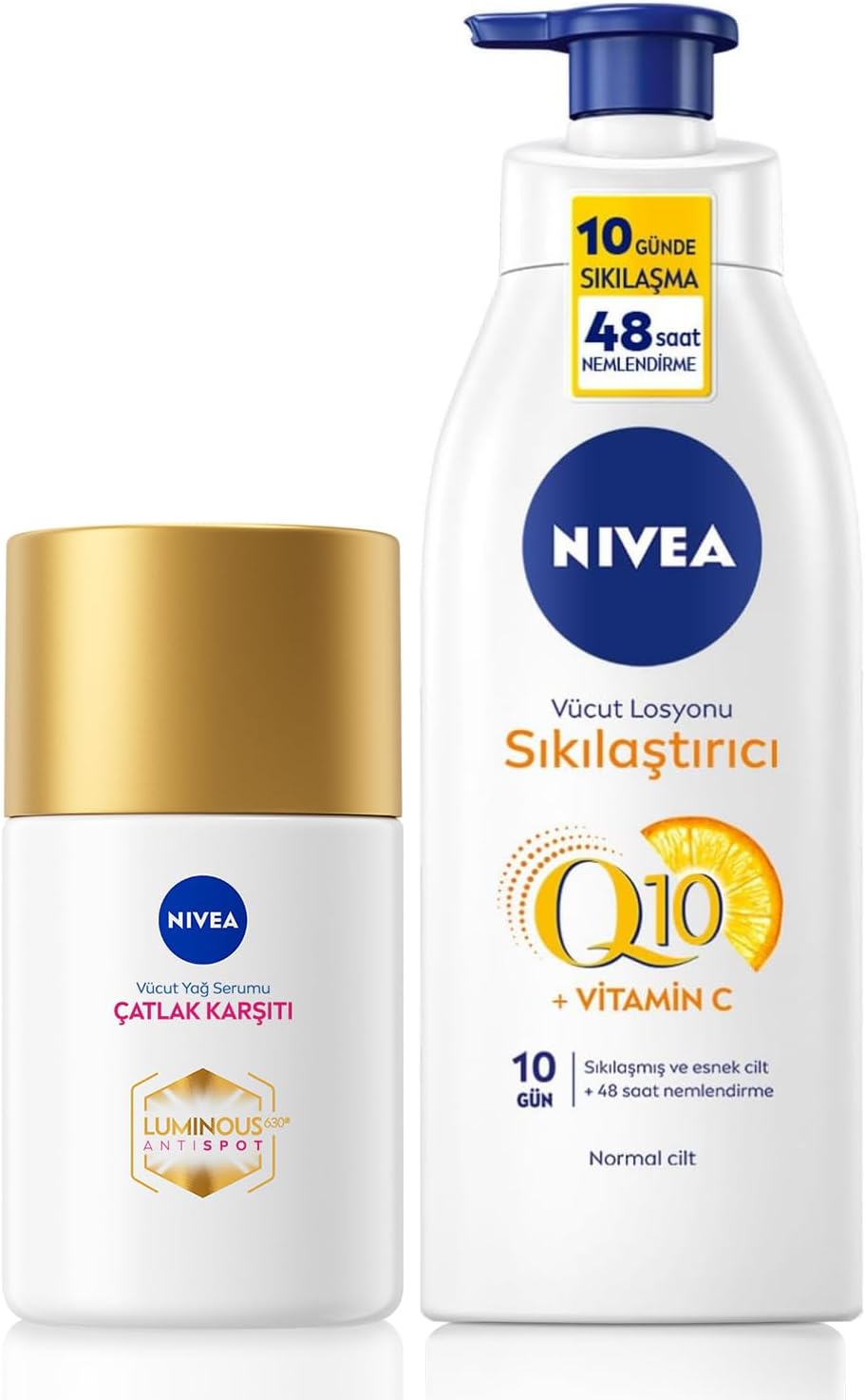 Q10 Sıkılaştırıcı Vücut Losyonu 400ml, C Vitamini, Luminous630 Çatlak Karşıtı Vücut Yağ Serumu 100ml