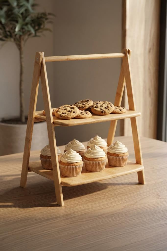 Bambu 2 Katlı Çok Amaçlı Standlı Organizer Mutfak Düzenleyici Kahverengi - G/2 C1-1-289