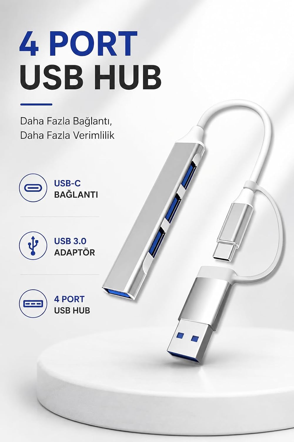 4 Port USB-C Hub USB 3.0 Adaptör Tablet PC MacBook Uyumlu AC809