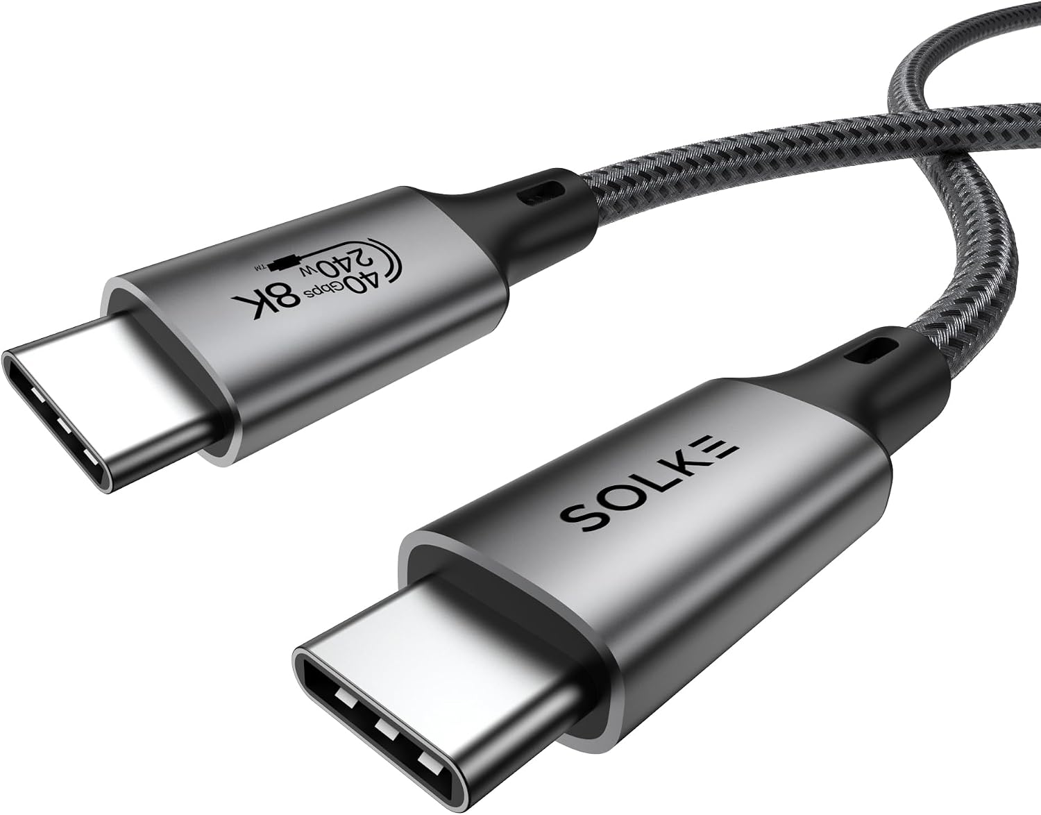 USB4 USB-C Kablo 1.8 m 240W 40Gbps 8K 60Hz 4K 144Hz Thunderbolt 3/4 Uyumlu Type-C Hızlı Şarj Veri Görüntü ve Ses Aktarım Kablosu