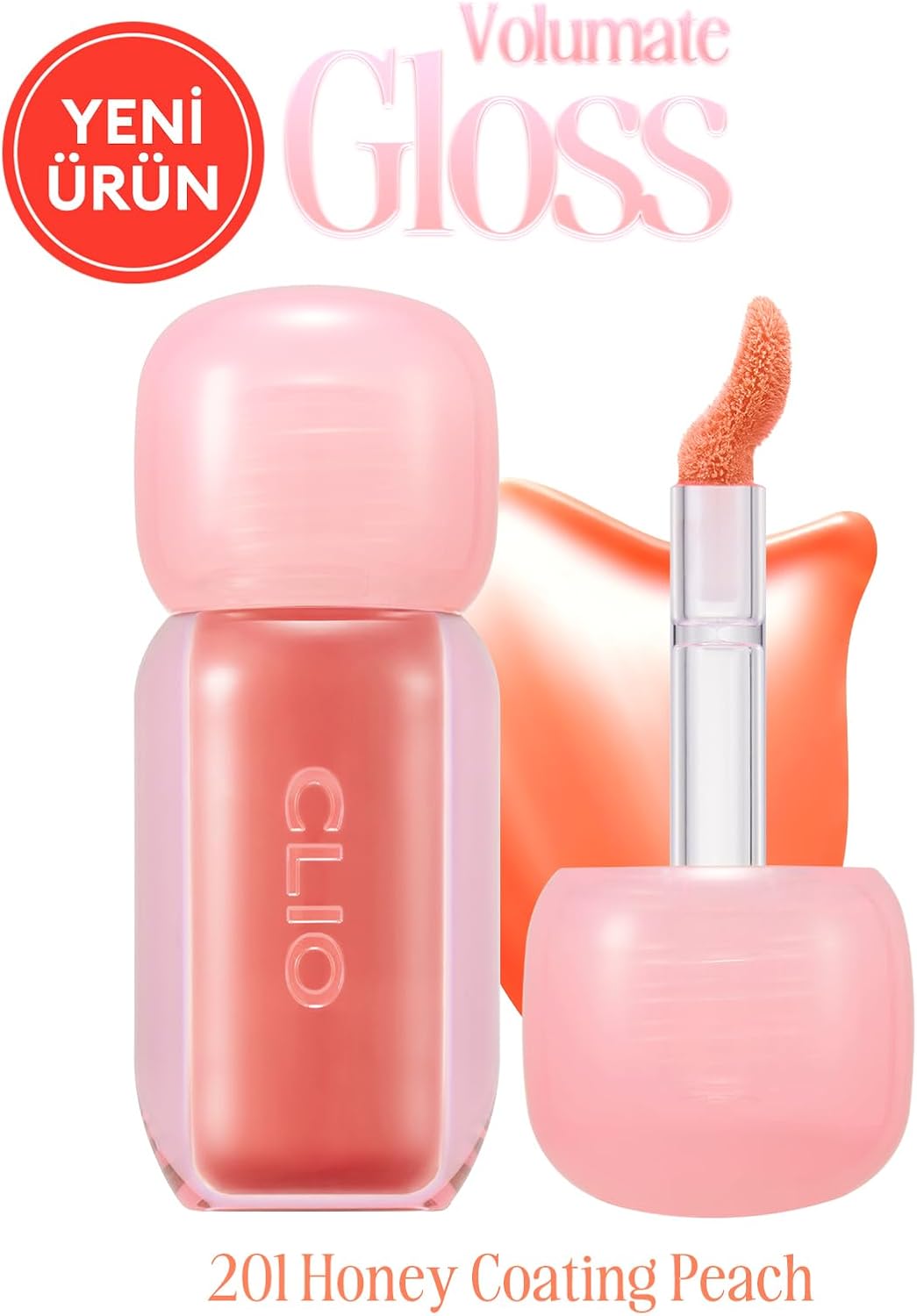 Pigmentli, Parlak Bitişli Dolgunlaştırıcı Lip Gloss Volumate Gloss 201 Honey Coating Peach