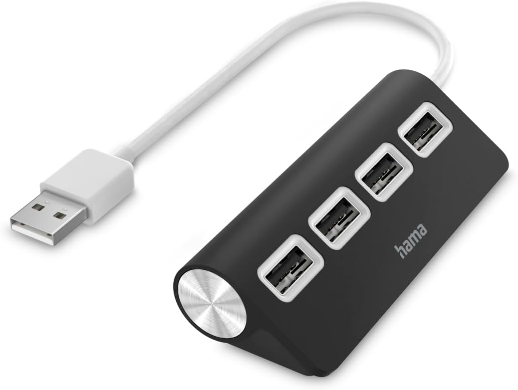 USB Hub, 4 Ports, USB 2.0, 480 Mbit/s, siyah