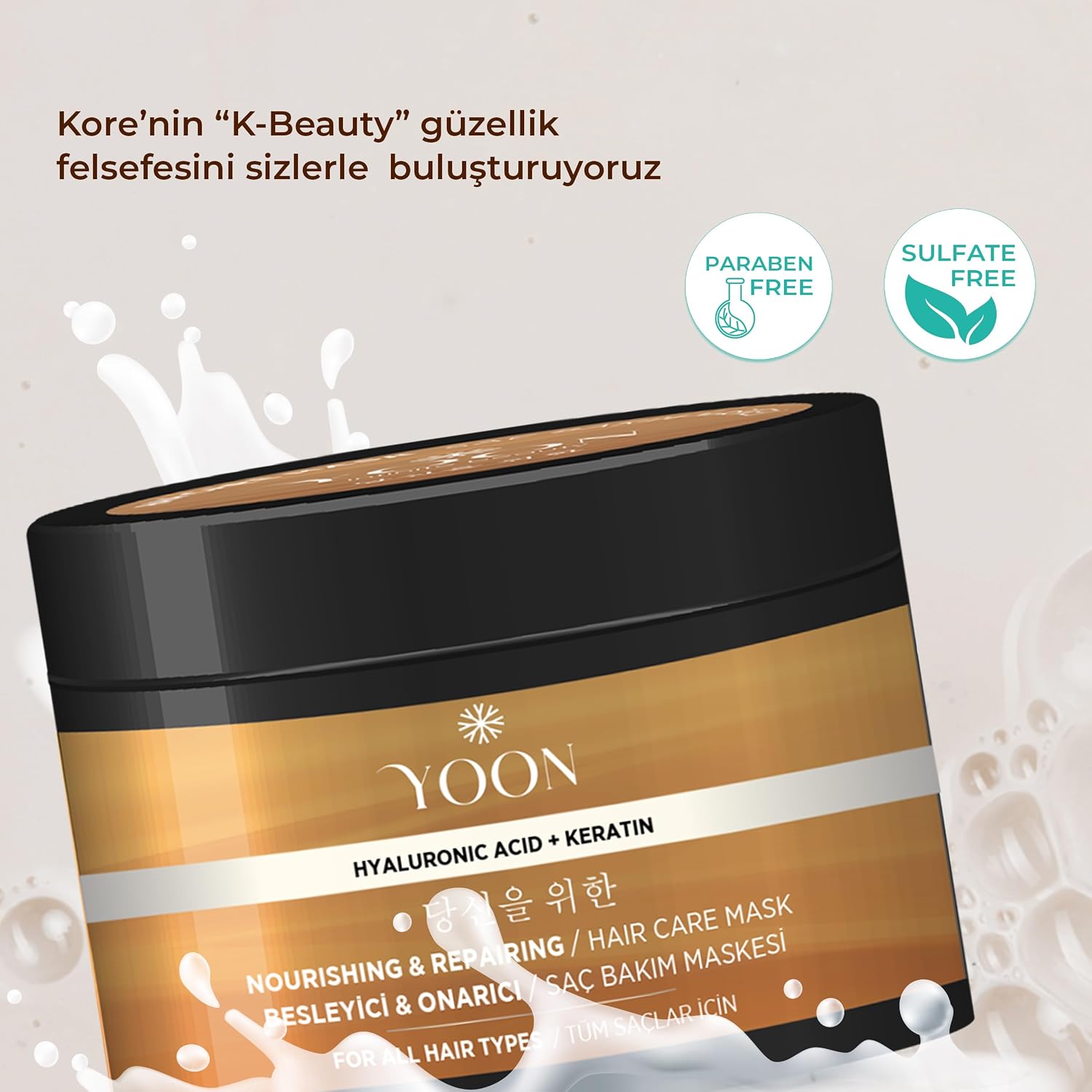 Keratin & Hyalüronik Asit İçeren Saç Maskesi, Hasarlı Aşırı Yıpranmış Saçları 360° Yoğun Onarıcı ve Besleyici Saç Bakım Maskesi 250ml