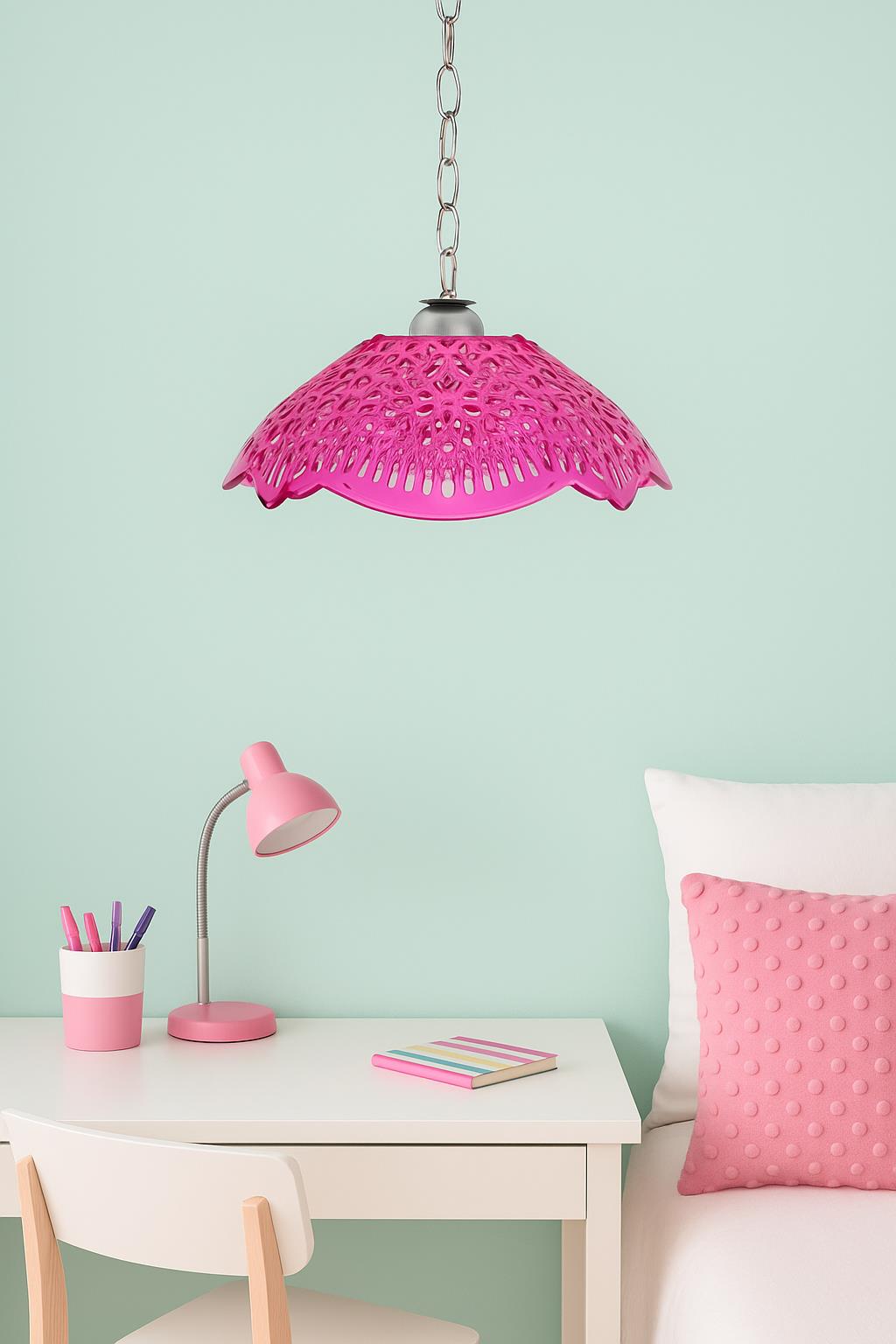 Pembe Akrilik Avize Modern Dekoratif Aydınlatma 35x35x12 cm