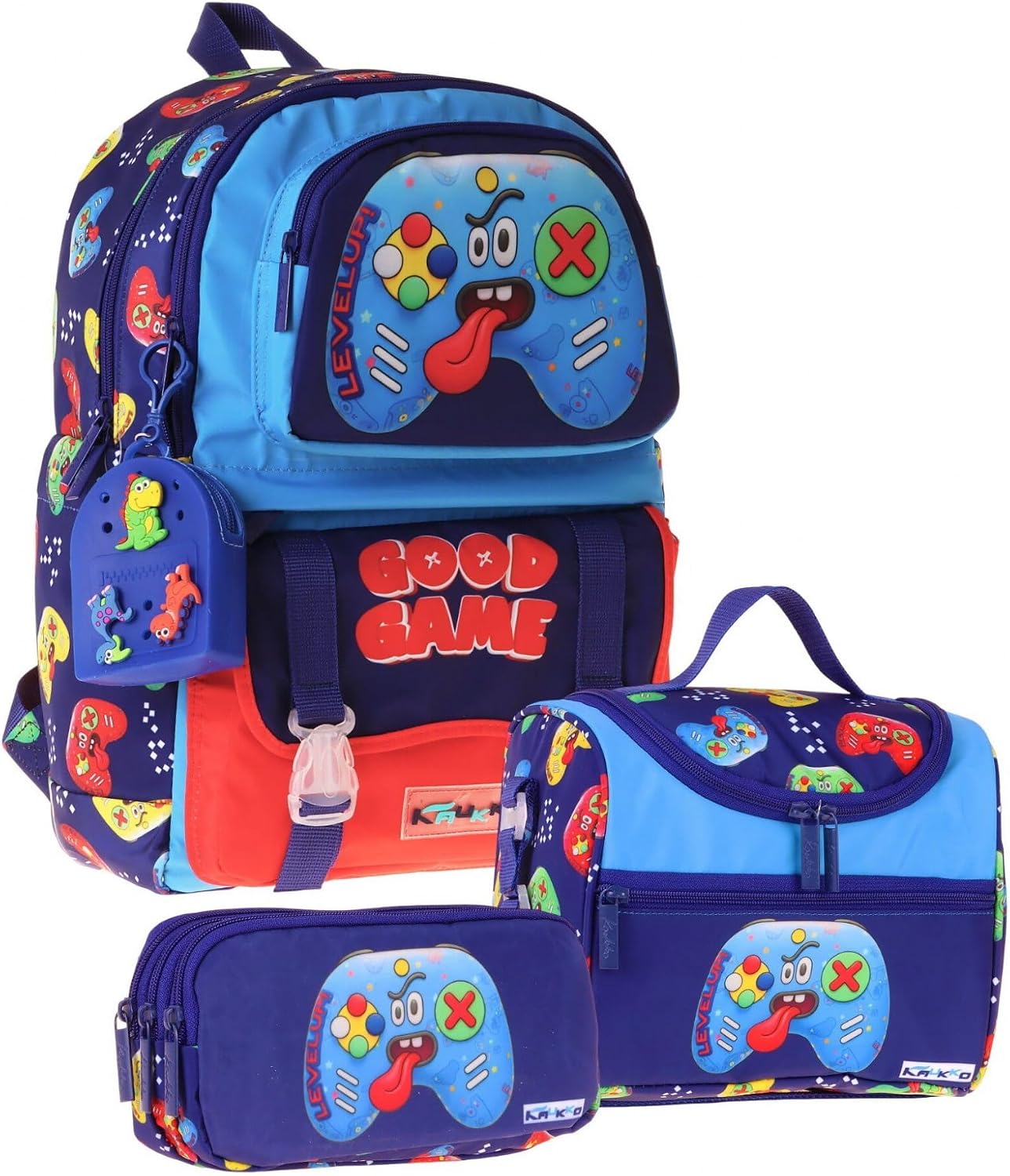 Kids Good Game(Lacivert - Kırmızı Renk) Erkek Çocuk Üçlü İlkokul Okul Çantası Seti/Takımı - SETKK-L5389A