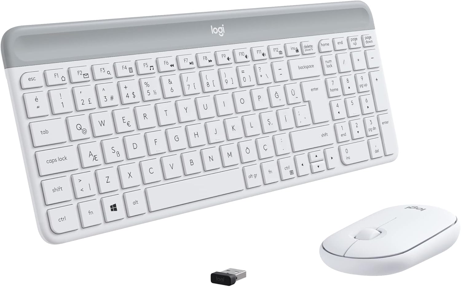 MK470 Slim Combo Kablosuz Klavye Mouse Seti, 12 FN Kısayolu ile Kompakt Klavye, Sağ ve Sol Elle Kullanılabilir, 10 m Kullanım Mesafesi, Sessiz, Türkçe Q Klavye, Beyaz