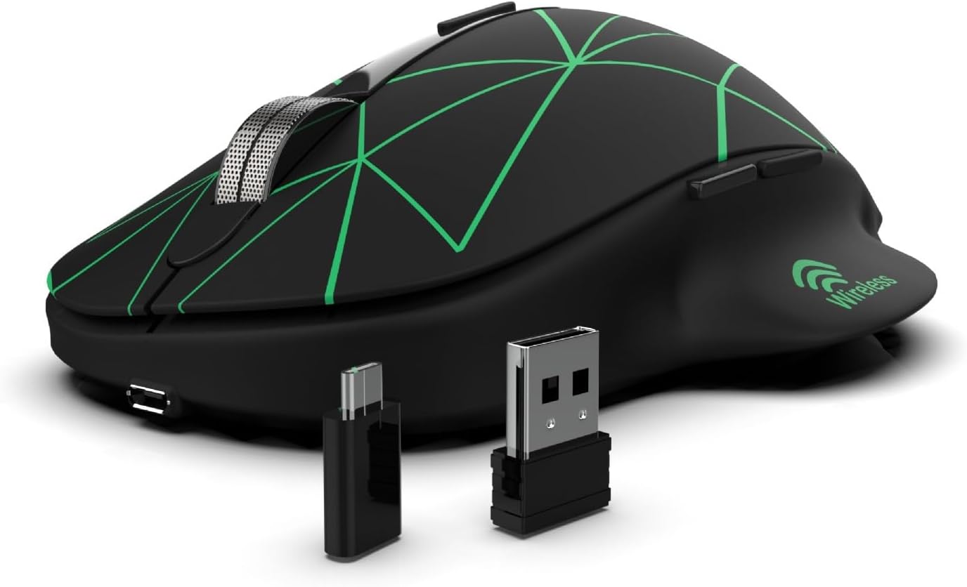 Inca-INCA IWM-551 Rechargeable 4 Led illuminated Silent Wireless Mouse (Sessiz) Micro Usb kablo USB+ Type C desteği çift alıcı 2.4GHz Kablosuz Fare DPI 800 1200 1600 400mAh
