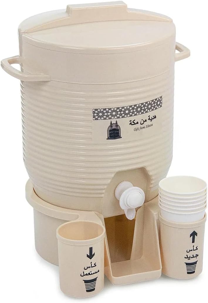 6 Lt Musluklu Zemzemlik - Zemzem ve Su Termosu, Bardak Tutuculu Plastik Su Dispenseri, Piknik ve Kamp İçin Musluklu Sebil