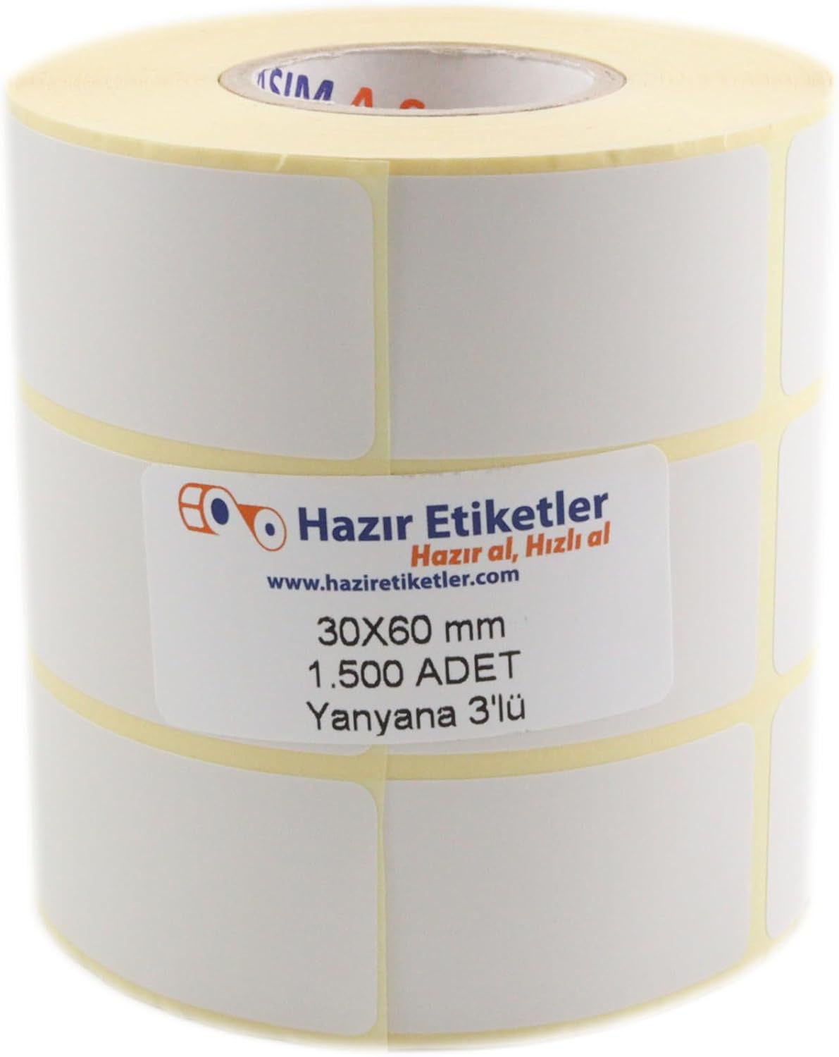 PP Opak Etiket 30mm x 60mm 1500 Adet Yan Yana 3 lü
