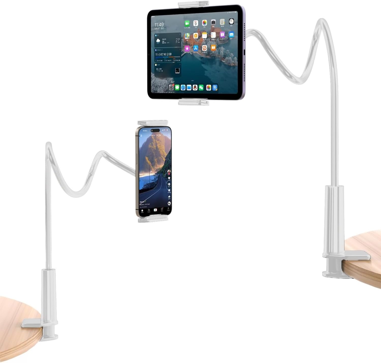 90 CM Akrobat Esnek Tablet ve Telefon Tutucu Stand Beyaz
