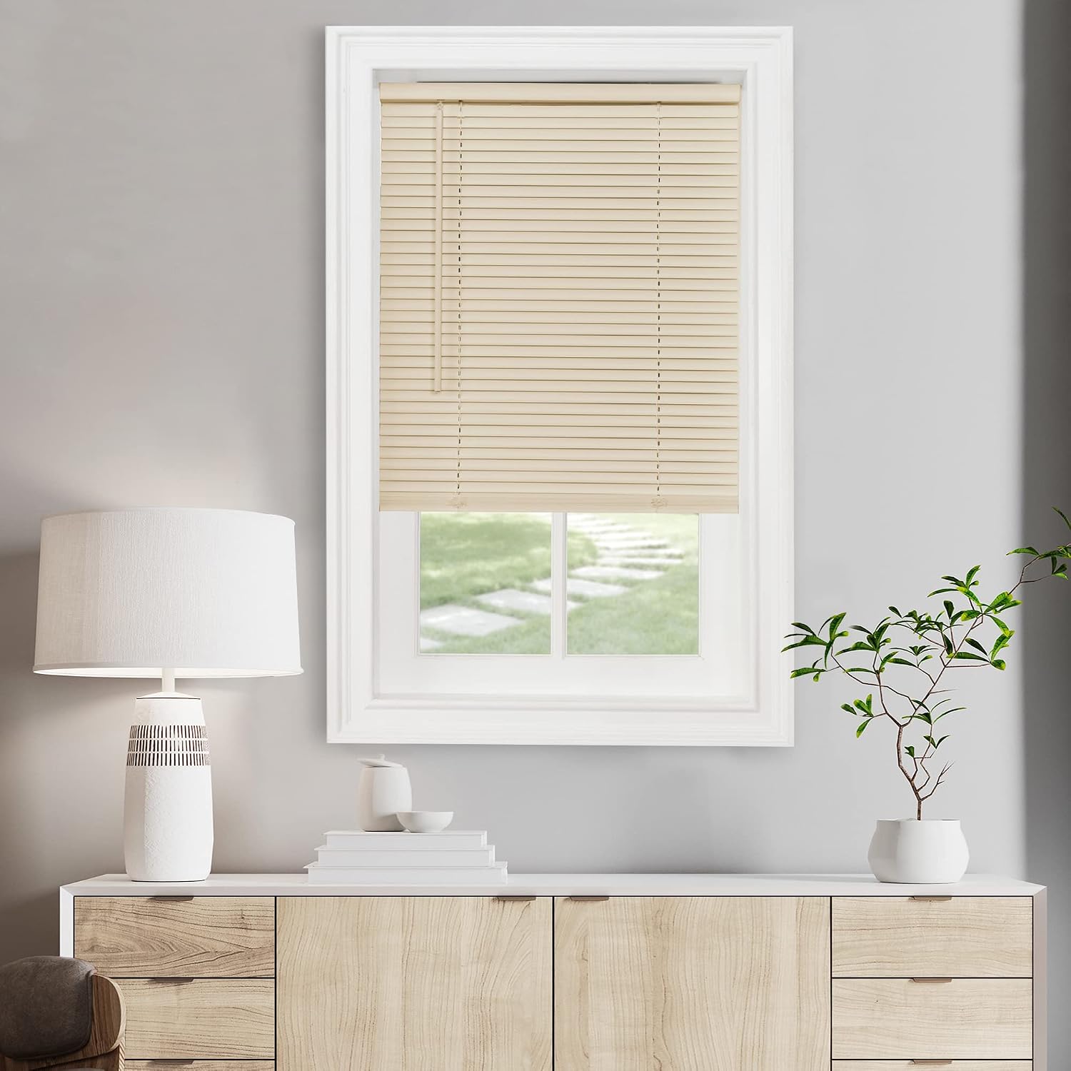 Akülü Işık Filtreleme Mini Stor Perde - 72 İnç Genişlik, 172 cm Uzunluk, 2,5 cm Çıta Boyutu - Alabaster - Akülü GII Morningstar İç Mekan için Yatay Pencere Panjurları Home Decor