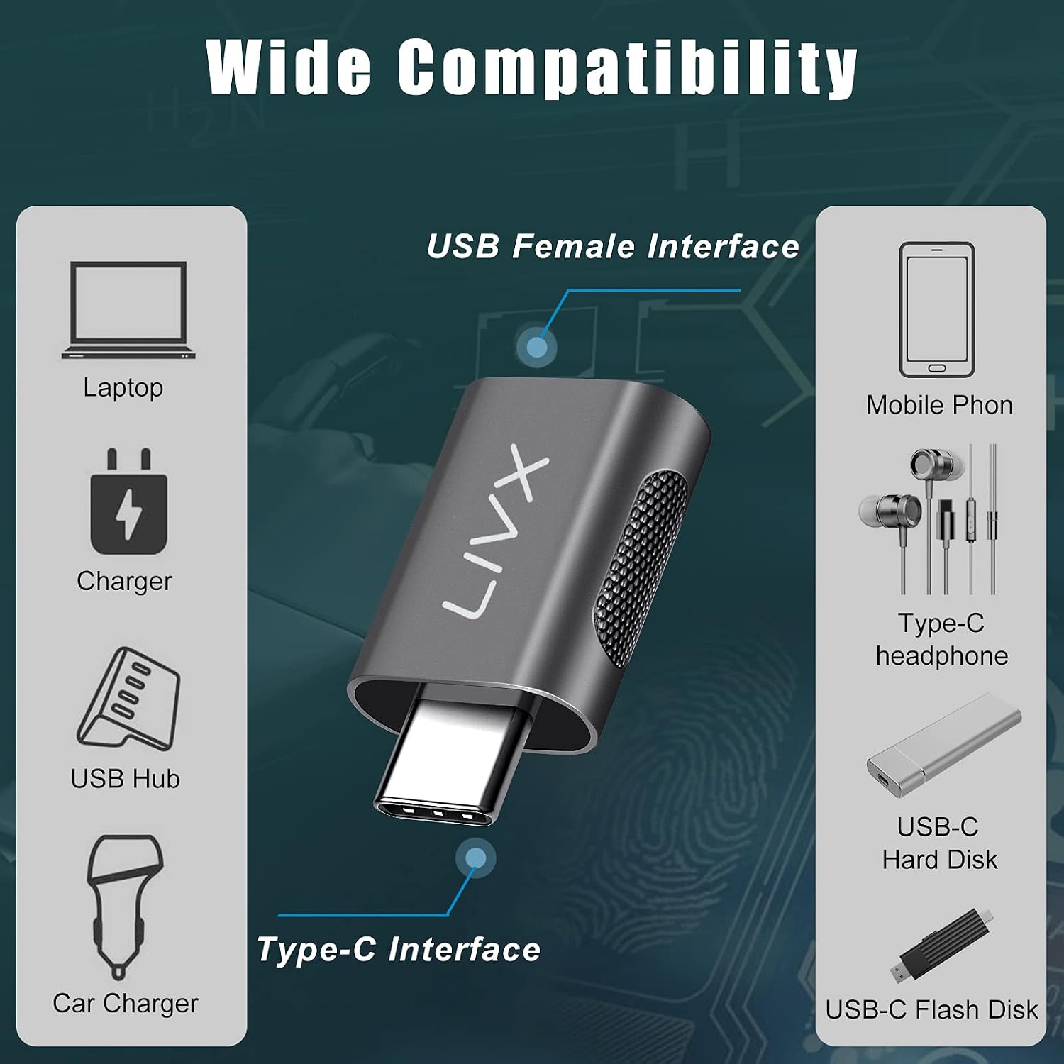 USB3.0 to Type C Çevirici Dönüştürücü OTG Adaptör LVA-OTGCM