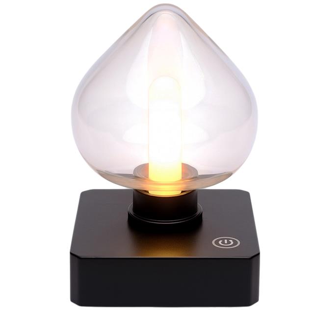 Ledx YQX-ANL95-B03 Amber Renkli Alev Efektli Dokunmatik Masa Lambası 800mAh Şarjlı (Şeffaf Kalpli)