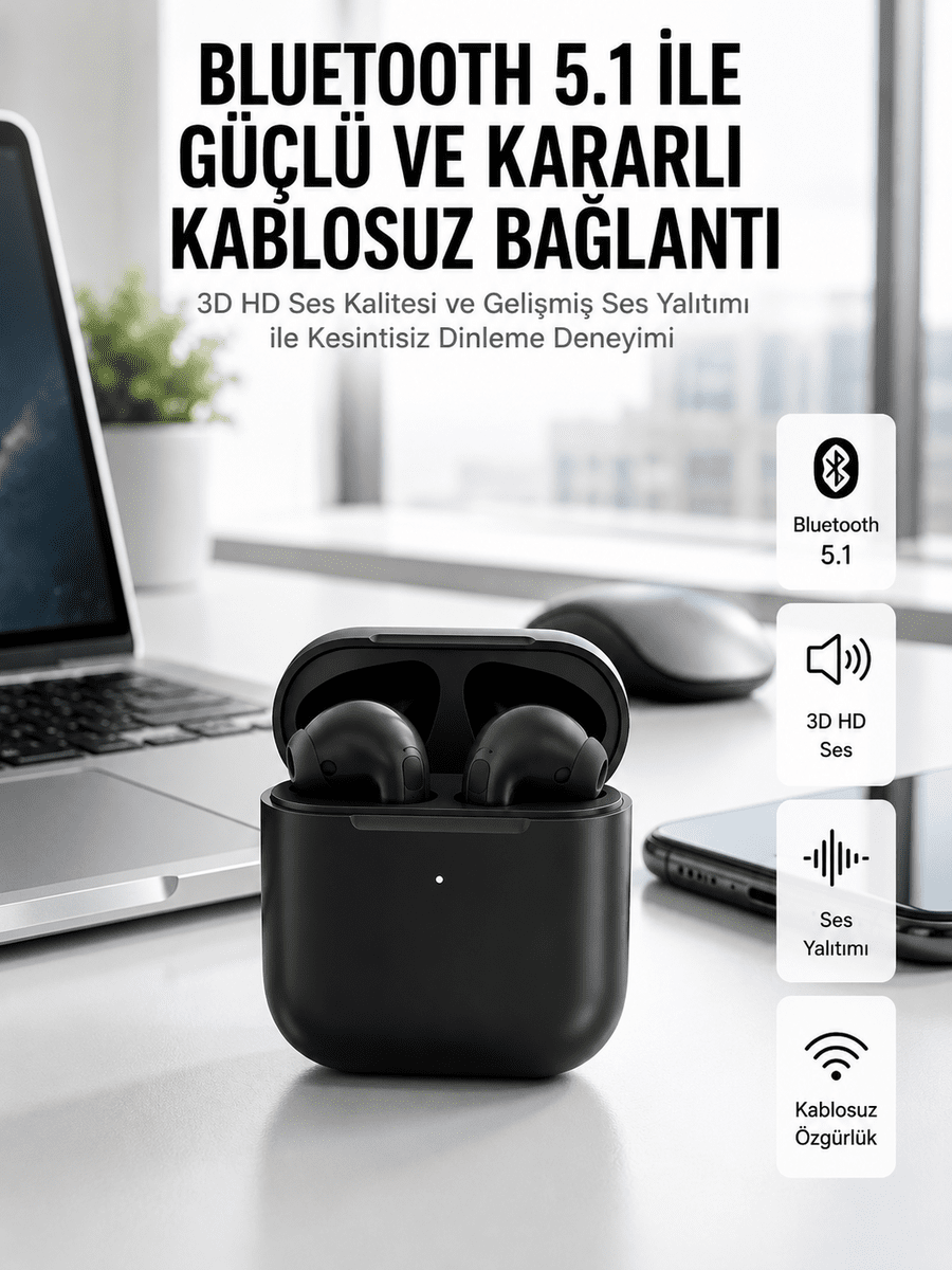 Yeni Nesil Bluetooth Kulaklık İOS Android Uyumlu HD Ses Performansı