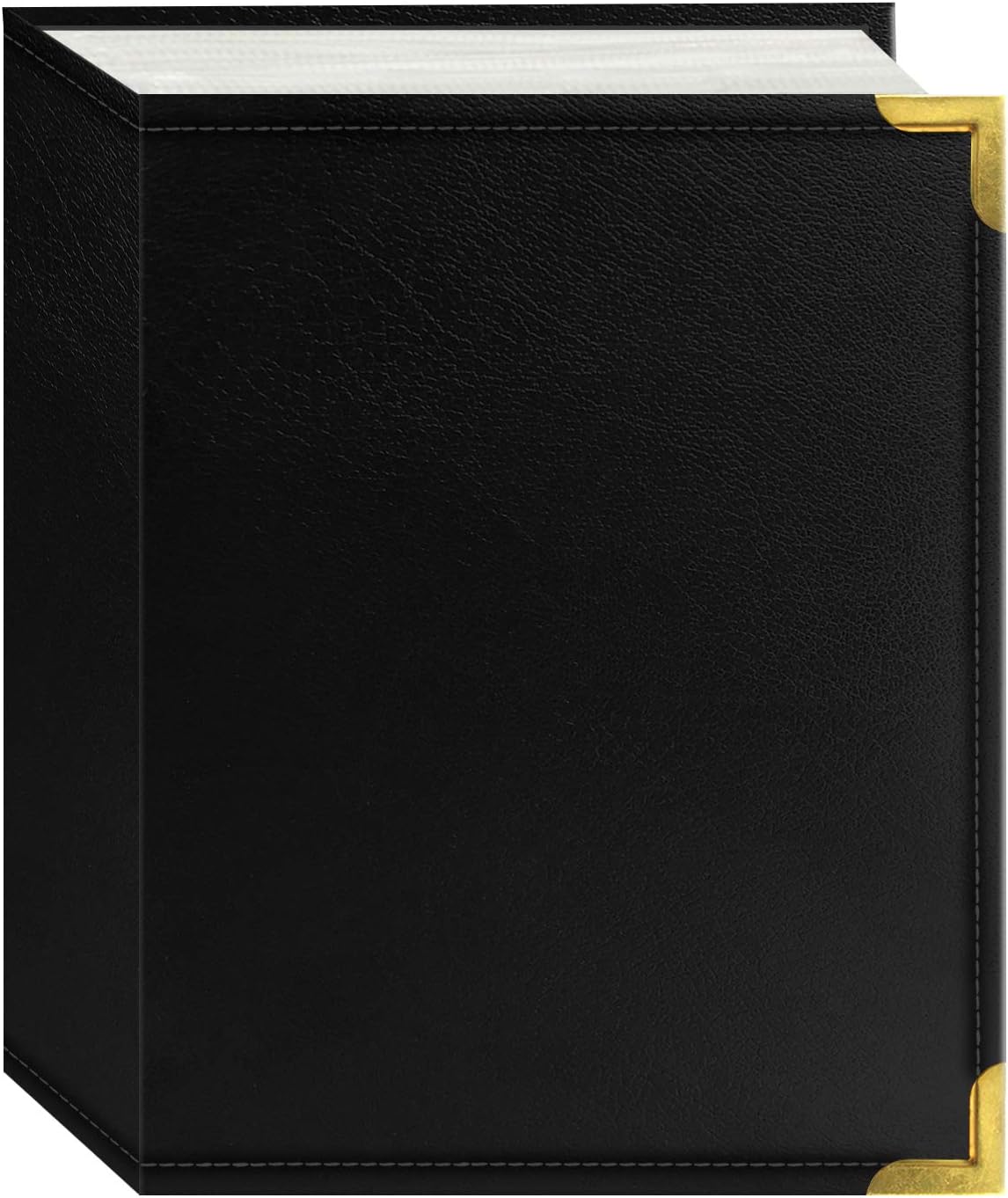 foto albüm 100-Pocket Siyah dikişli suni deri Cover pirinç köşe Akzente fotoğraf albümü, 4/6