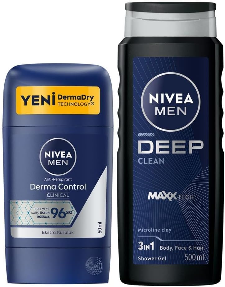 MEN Erkek Stick Deodorant Derma Control Clinical 50ml ve MEN Active Clean Erkek Duş Jeli 500ml