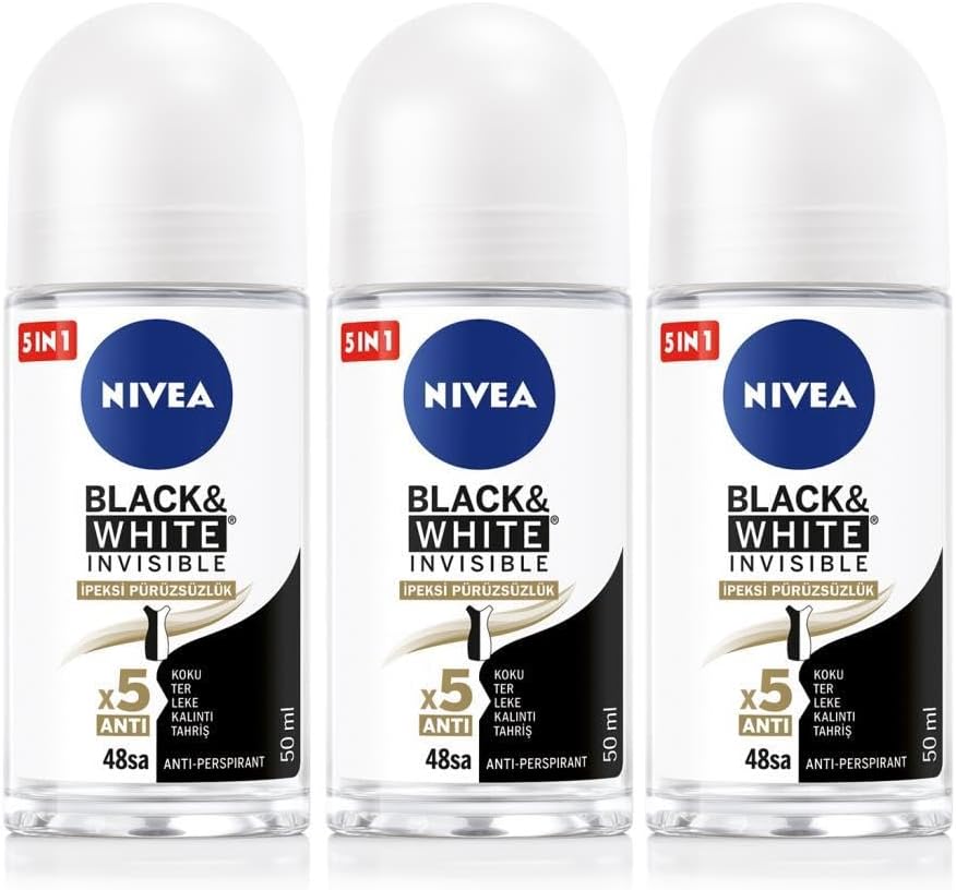 Kadın Roll-on Deodorant Black&White 50ml, 48 Saat Koruma, X3 Adet