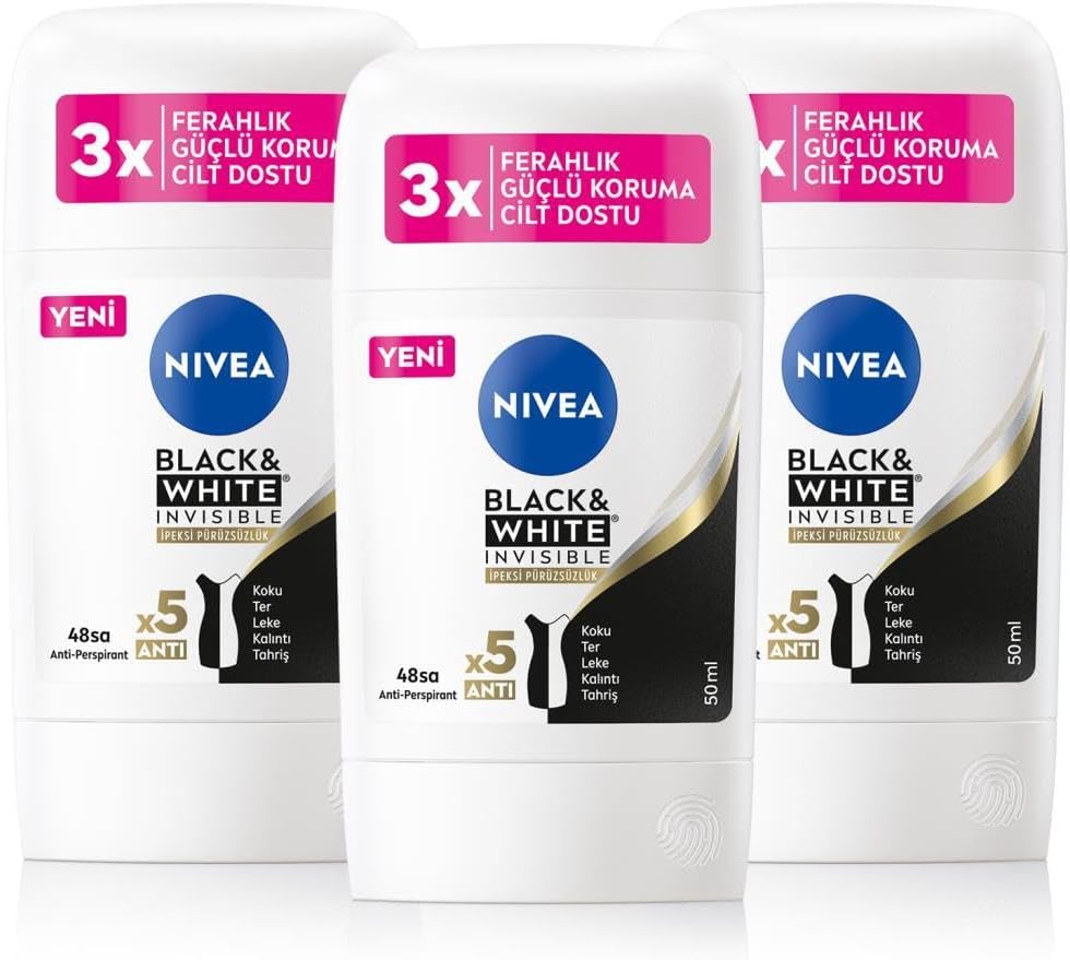 Kadın Stick Deodorant Black&White 50ml, 72 Saat Koruma, X3 Adet