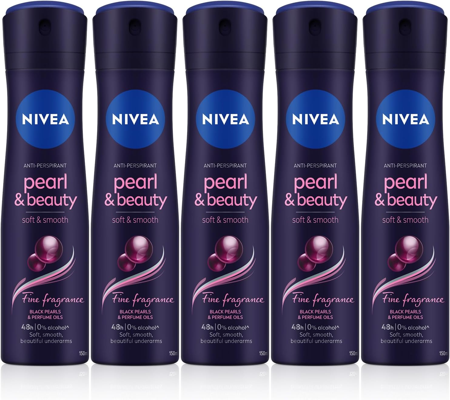 Kadın Sprey Deodorant Pearl&Beauty Fine Fragrances,48 Saat Anti-perspirant Koruma,150mlx5