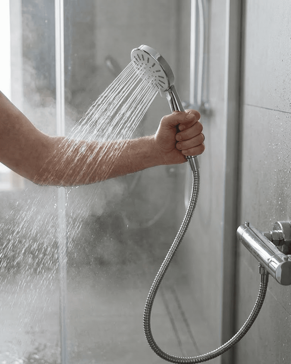Spiral Hortumlu 4 Kademeli Krem El Duşu Başlığı Banyo Duş Seti