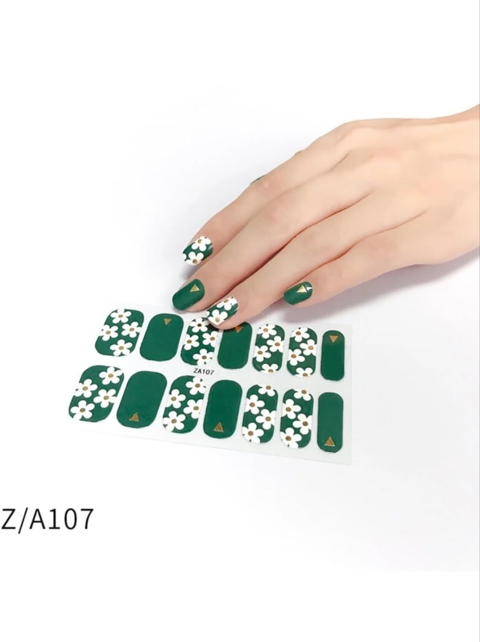 Tırnak Oje Sticker Nail Art Set Çiçek Desenli Yeşil, 14'lü